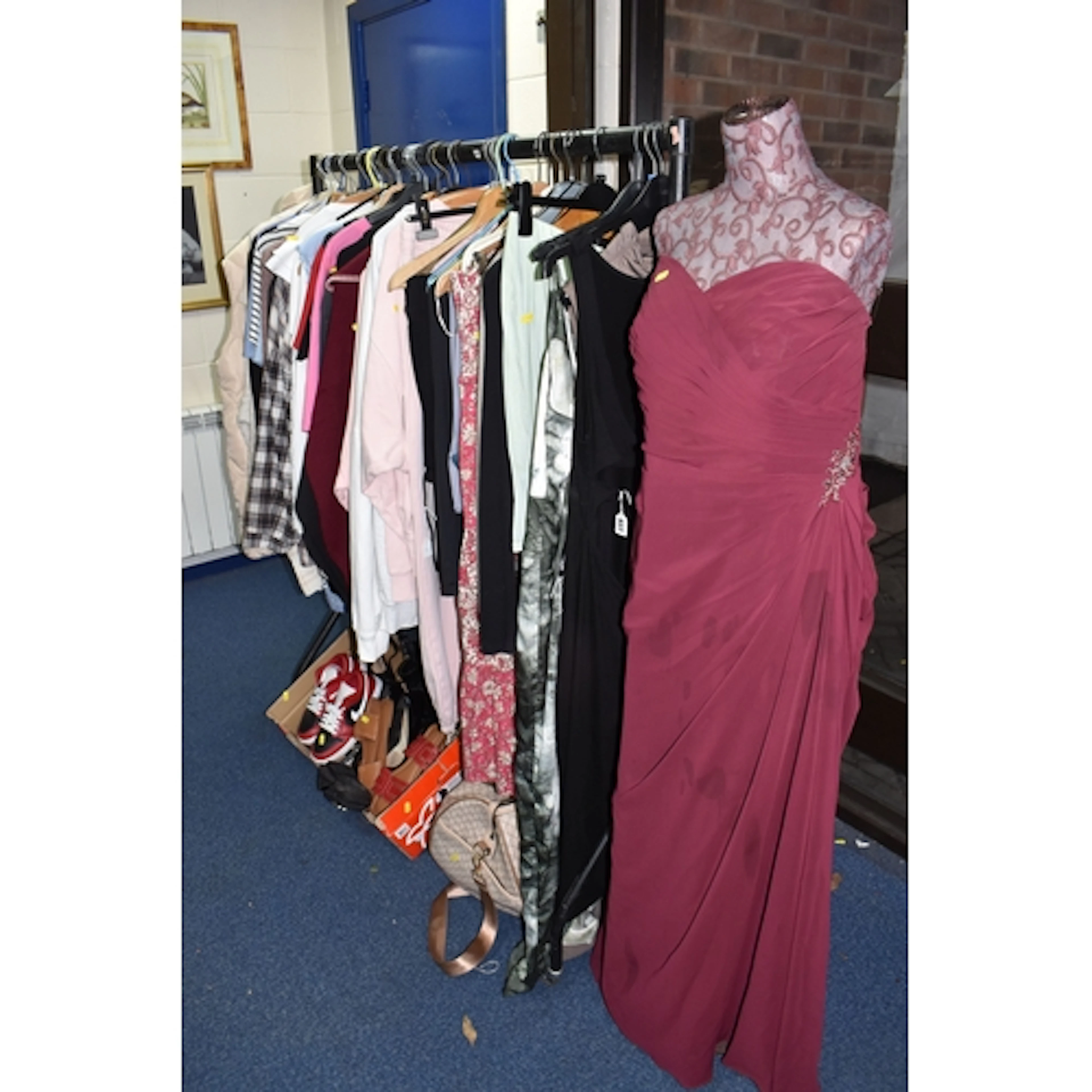 ONE BOX AND LOOSE LADIES' CLOTHES AND ACCESSORIES, to includ...