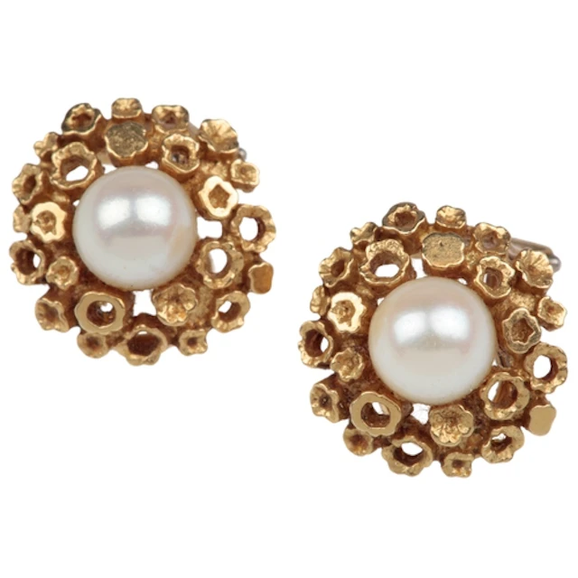 Crinnan Jewellery Ltd., a pair of gold and cultured pearl ea...