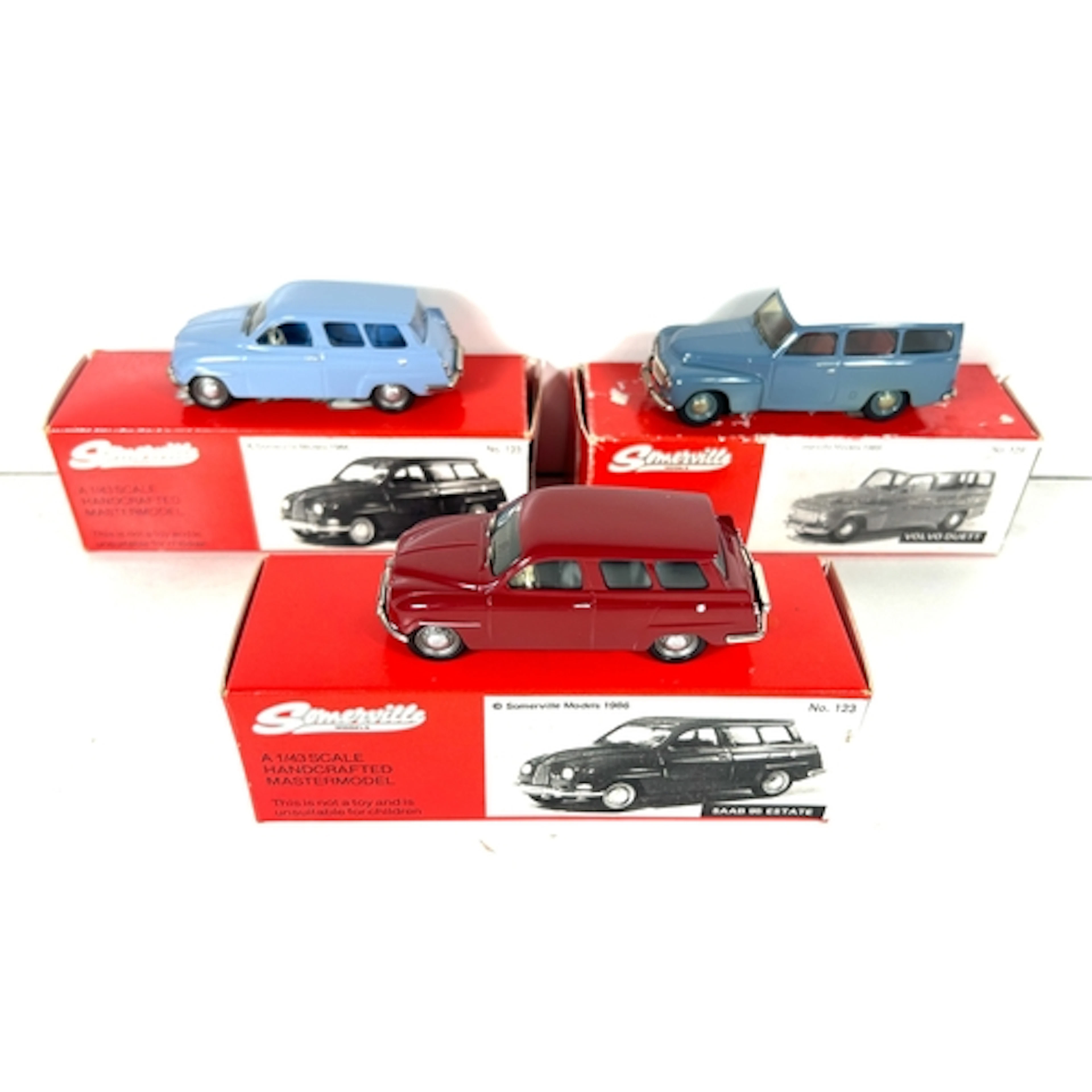 3 White Metal Somerville Models. Volvo 210 Duett estate car ...