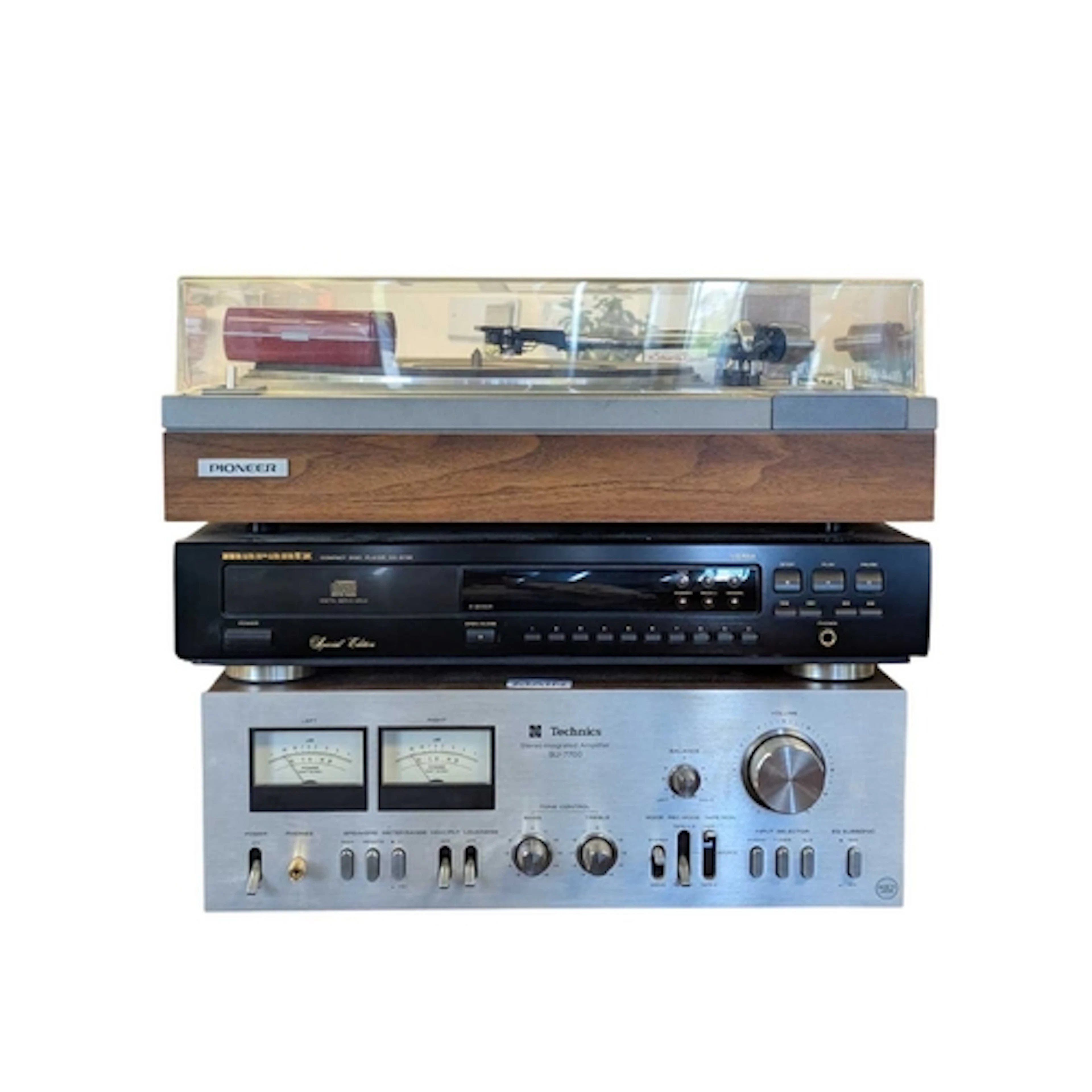 A collection of vintage 20th century Hi-Fi audio stacking eq...