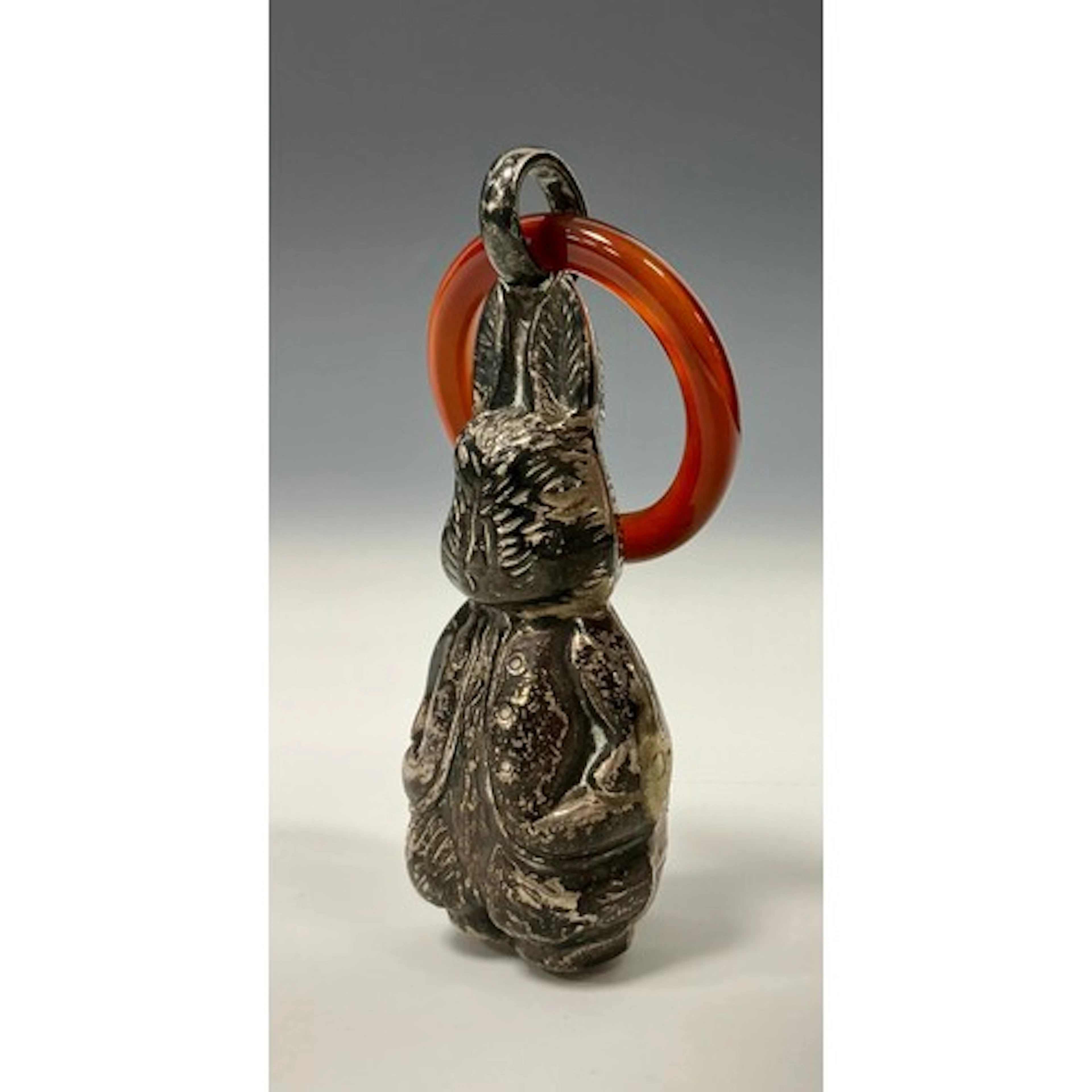 An American silver novelty baby's rattle, as a rabbit, 10cm ...