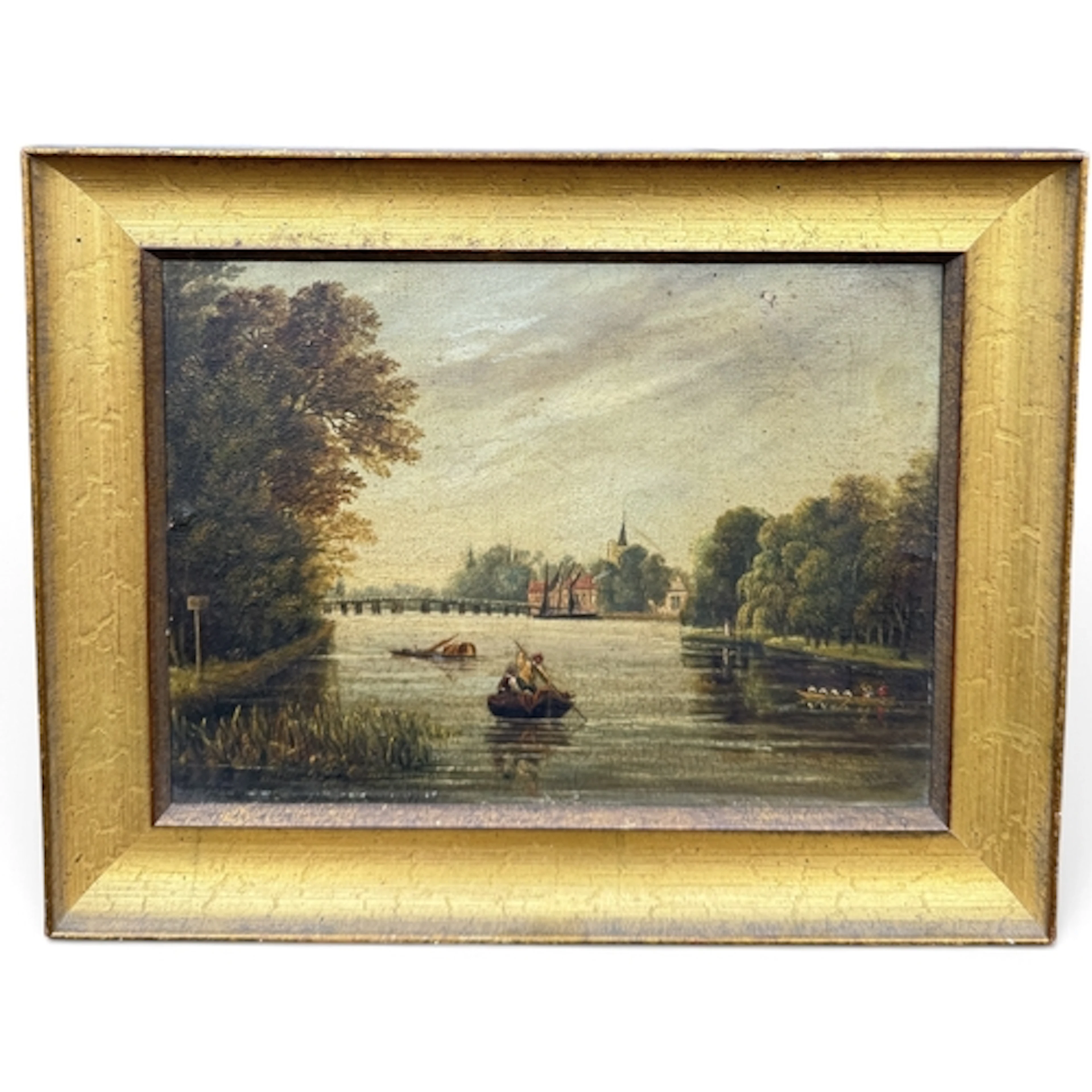 EARLY 19TH CENTURY ENGLISH SCHOOL: RIVER LANDSCAPE Oil on pa...