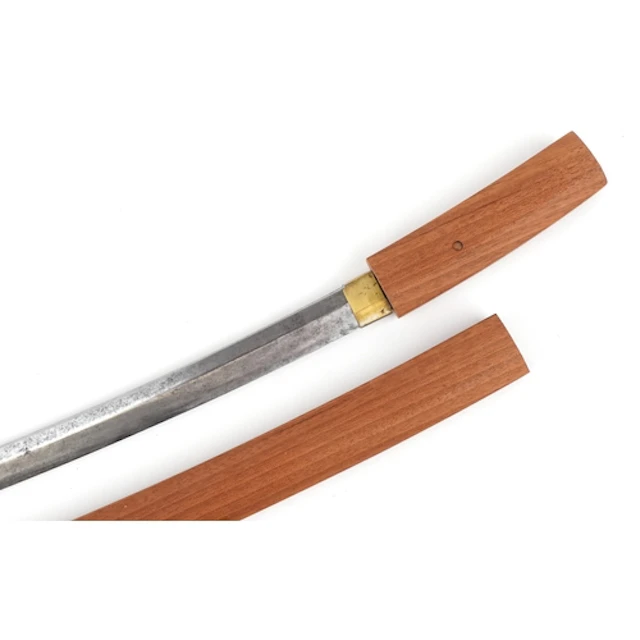 Vintage Japanese Shirasaya wakizashi sword and scabbard, 77c...