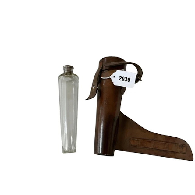 A leather cased silver mounted hunting flask