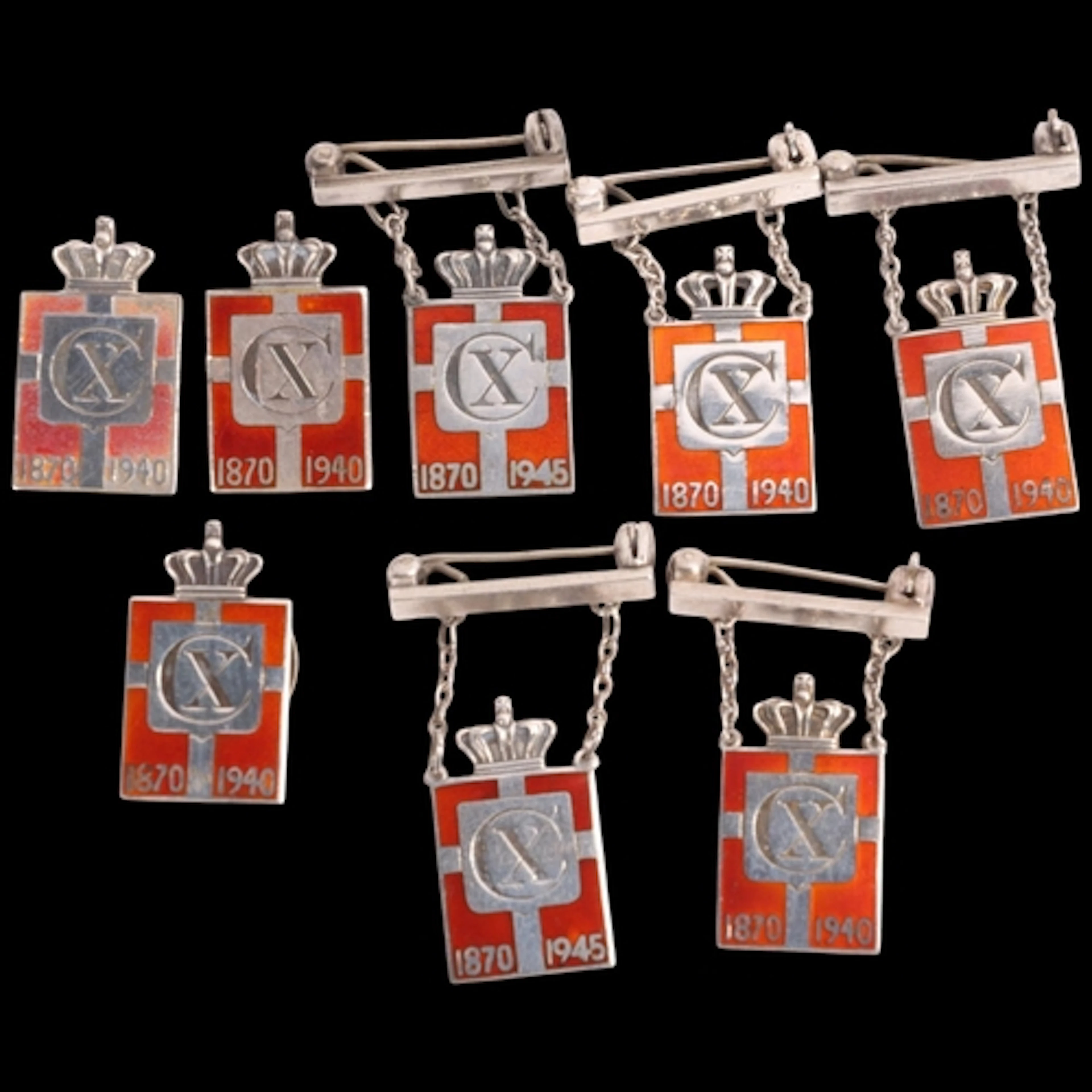 GEORG JENSEN - 8 Danish sterling silver red enamel Kingmark ...