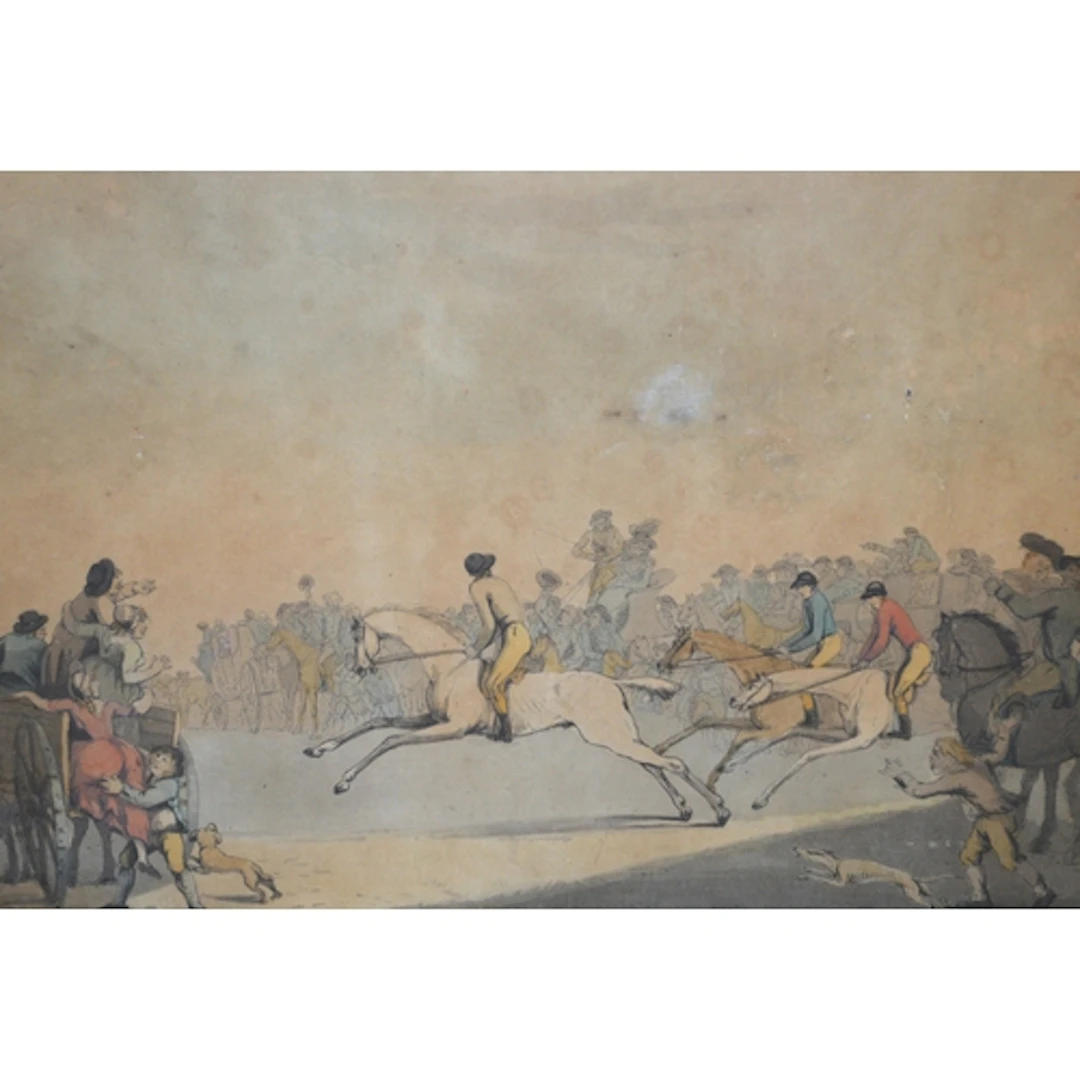 Antique hand coloured engraving, The High Metalled Racer (at...