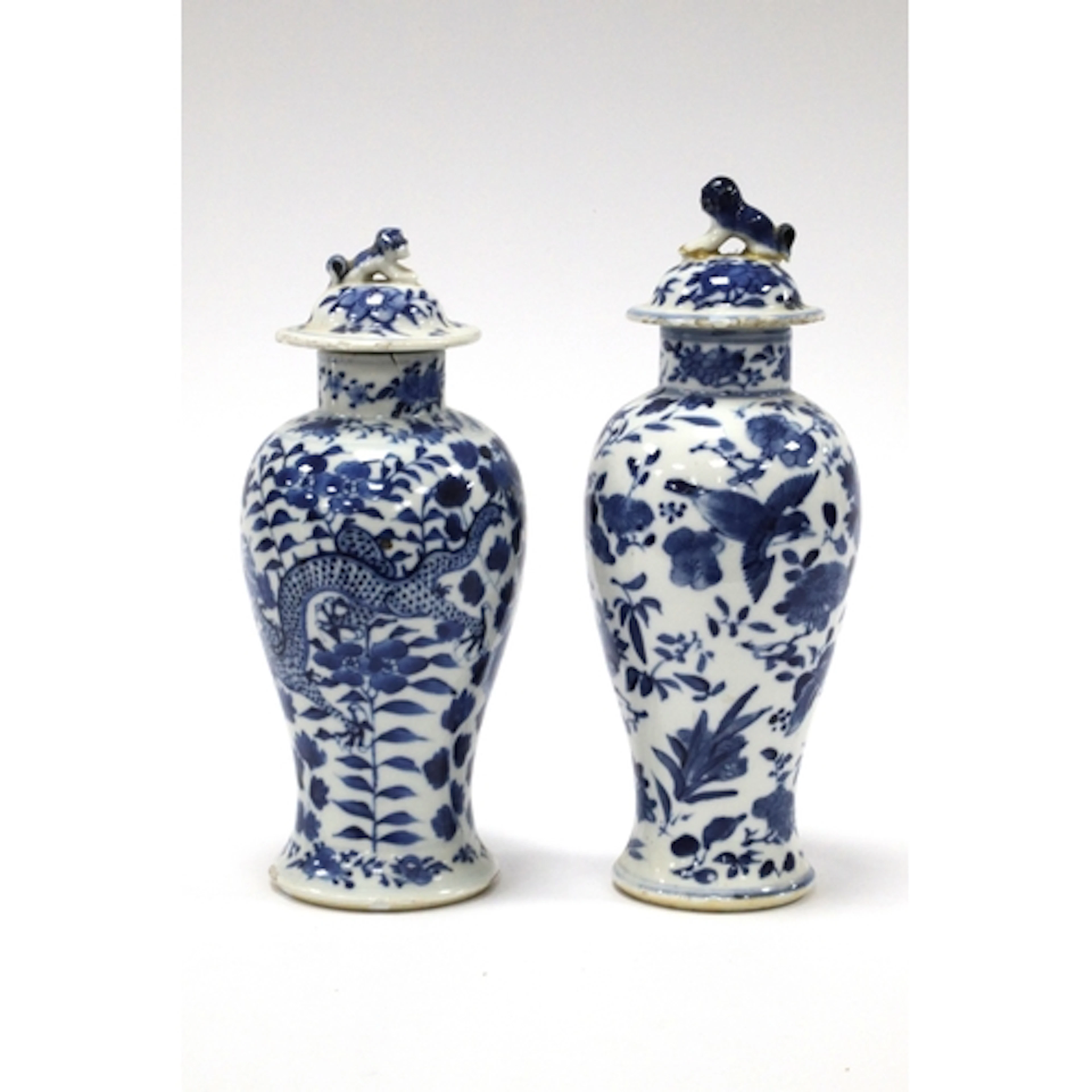 Two XIX Century Chinese Blue and White Porcelain Lidded Balu...