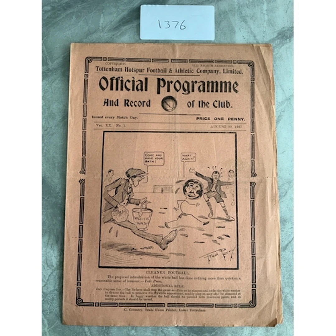 1927 Tottenham Practice Match Football Programme: Very good ...