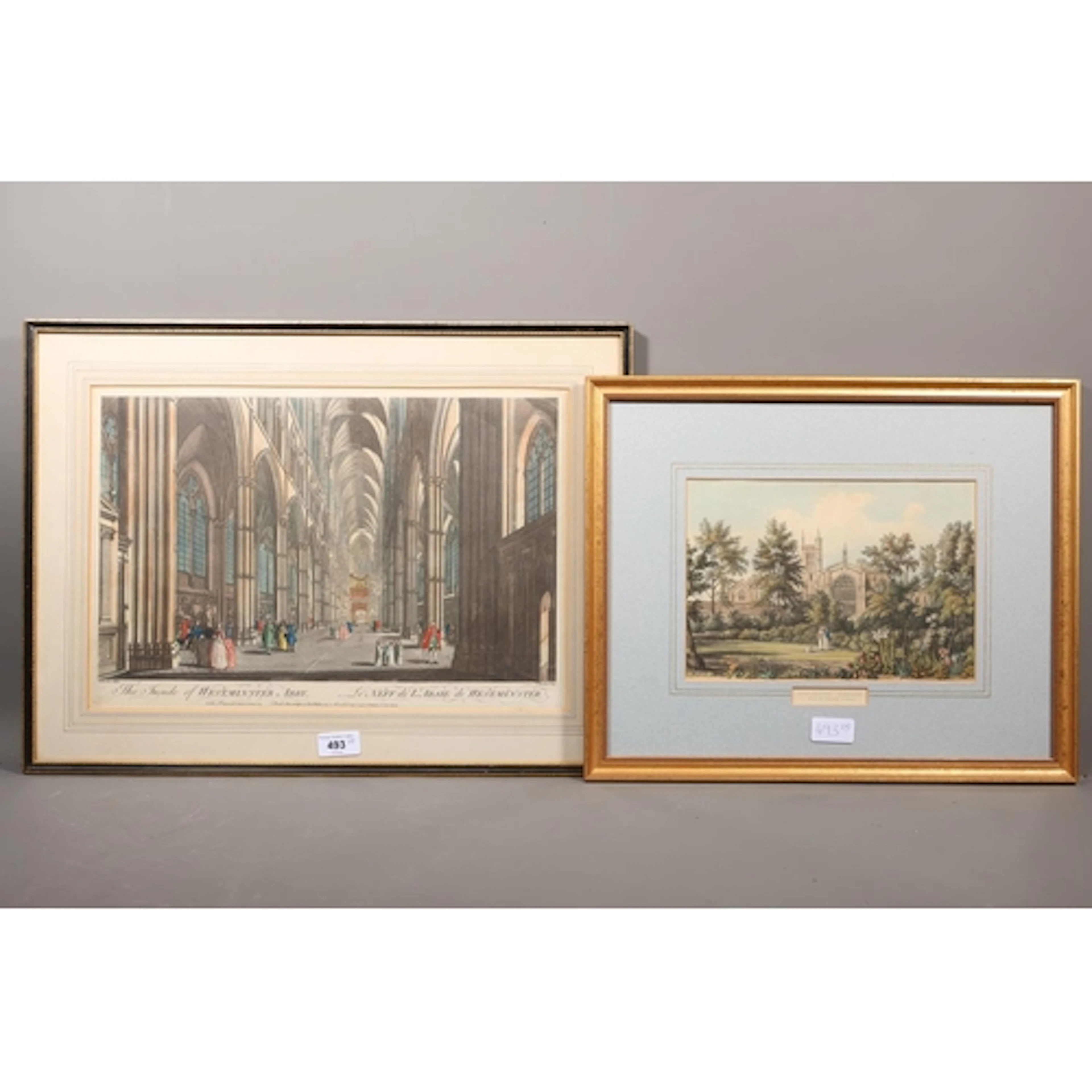 T BOWLES, The Inside of Westminster Abby, coloured engraving...