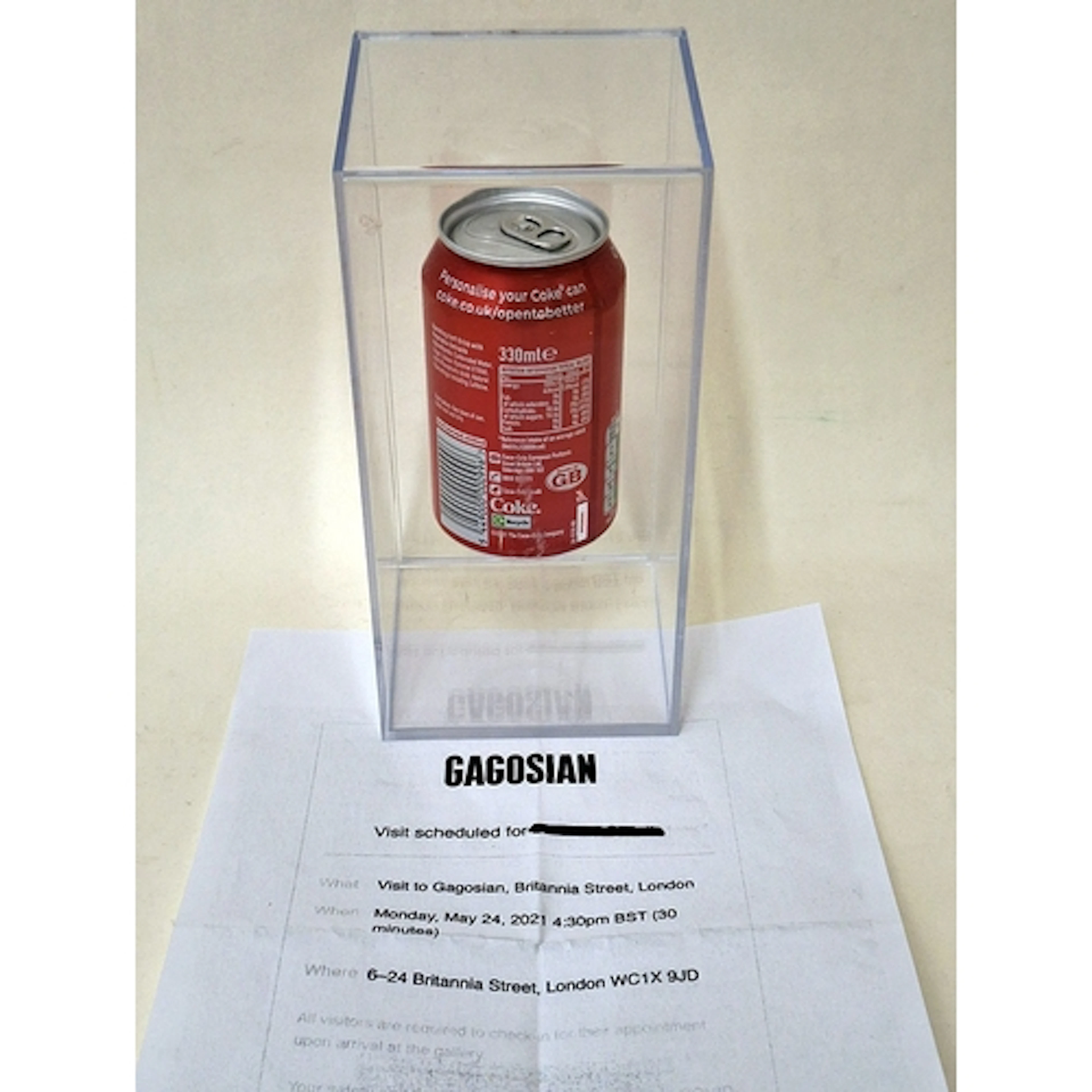 Damien Hirst Signed Regular Coca Cola Can in plastic case wi...