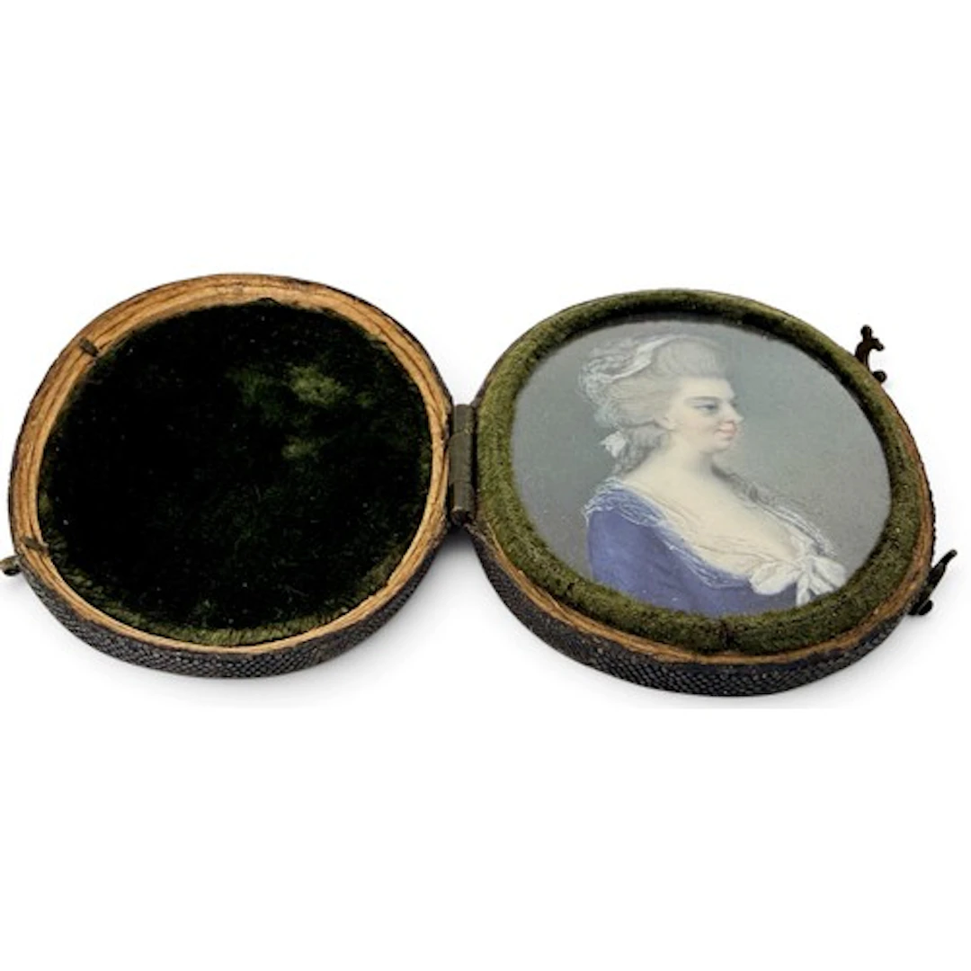 An Eighteenth Century portrait miniature of a lady wearing a...