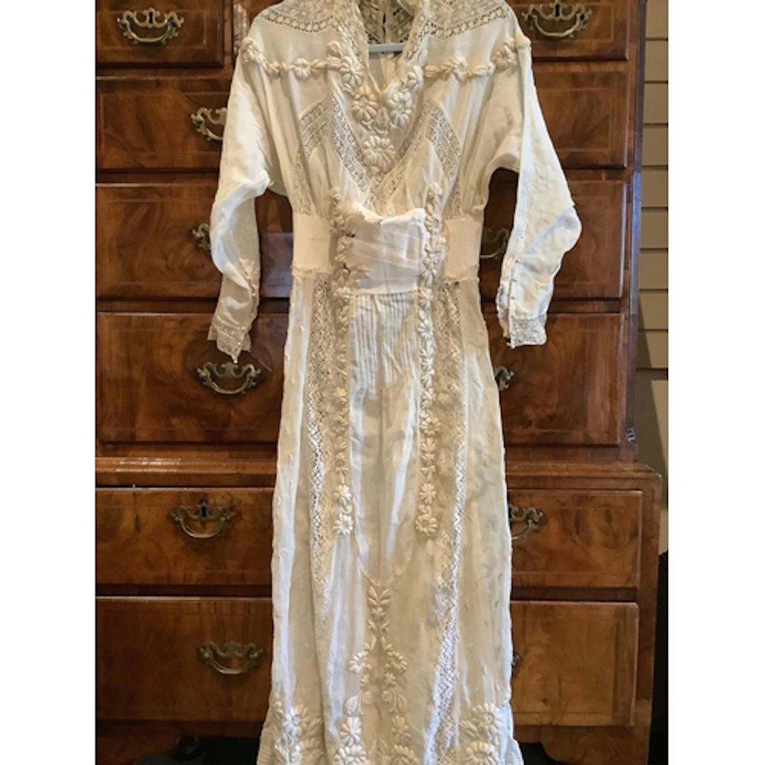 An Edwardian ladies full length summer croquet dress. Design...