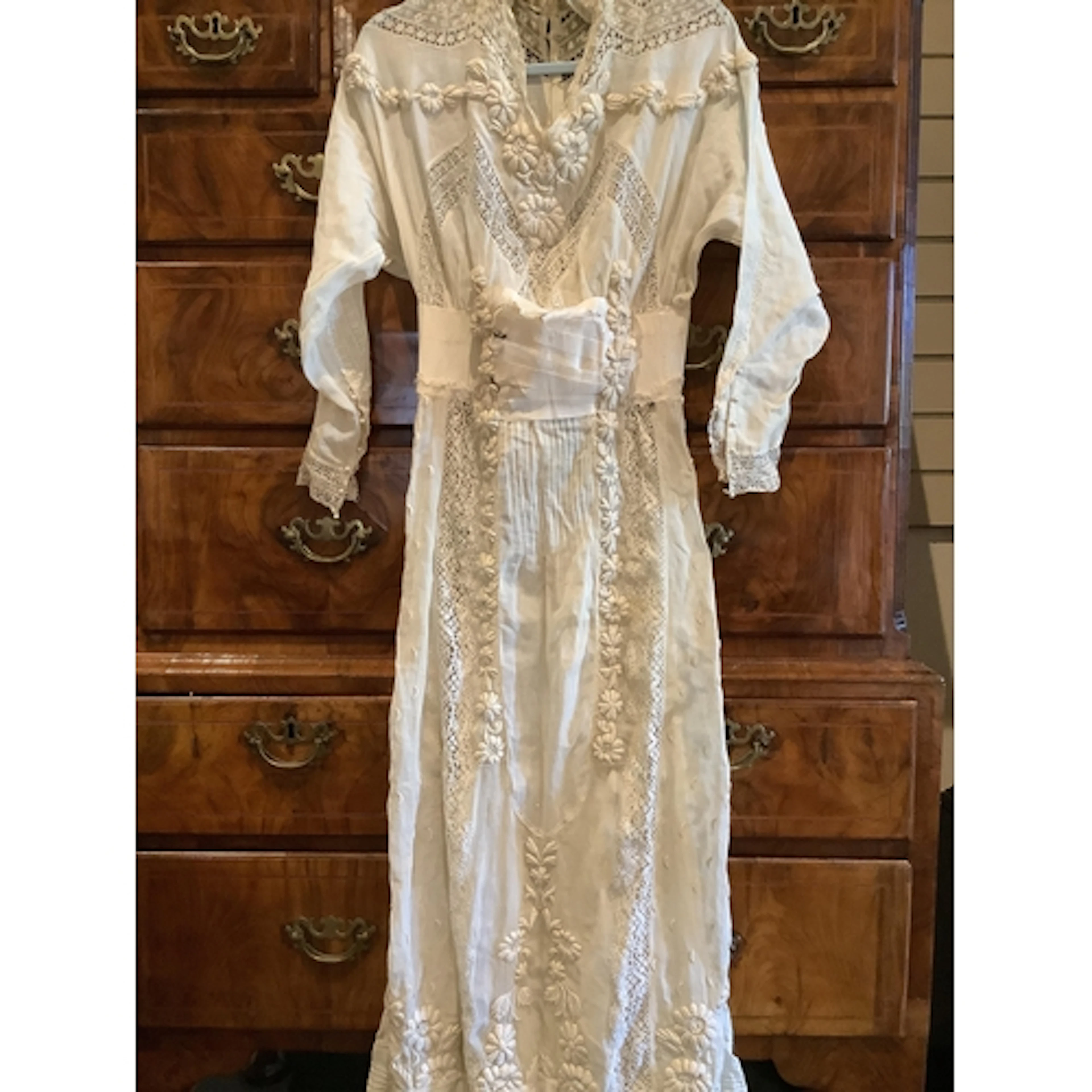 An Edwardian ladies full length summer croquet dress. Design...