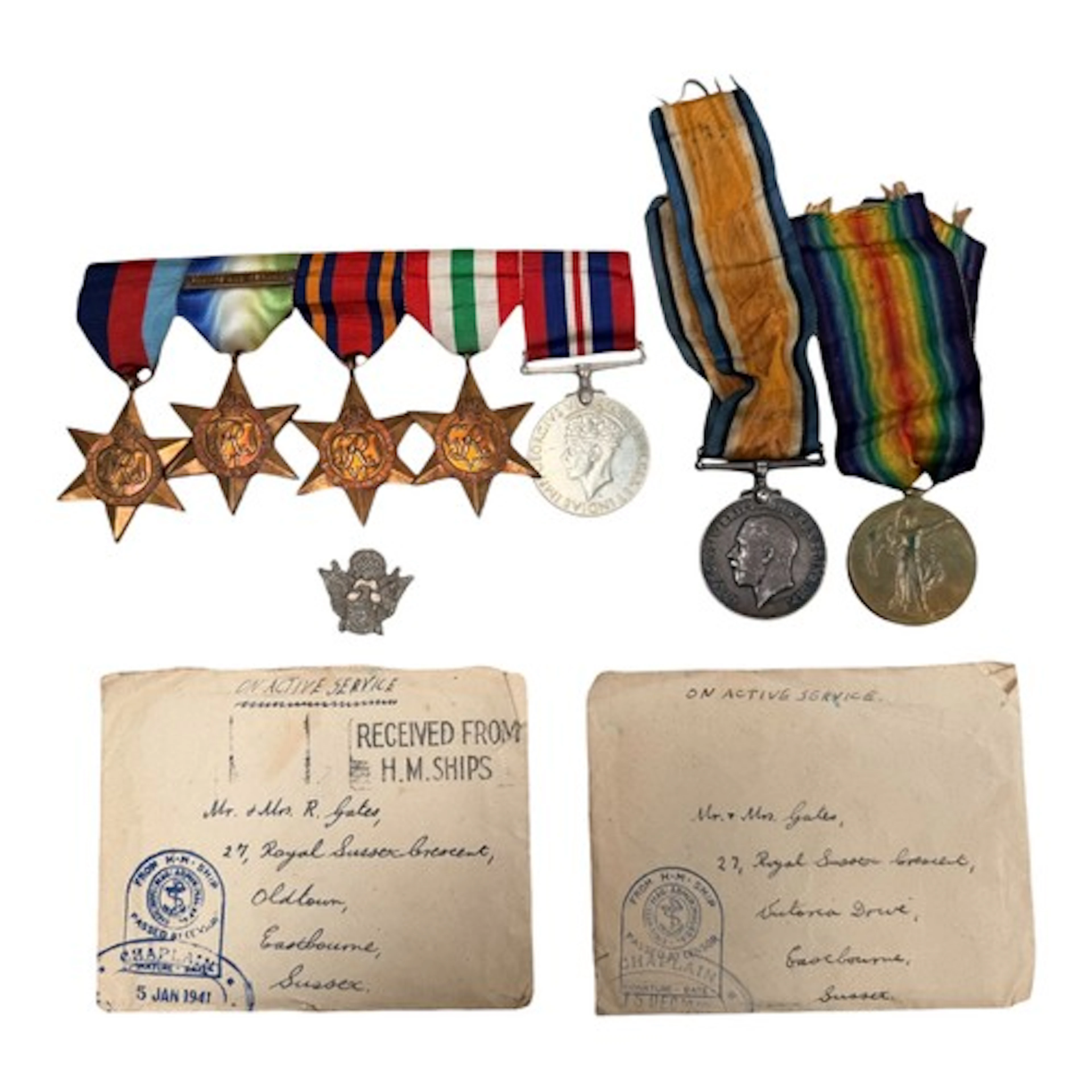 WW1 British War & Victory Medals to 63783 Pte WE Gates, Roya...