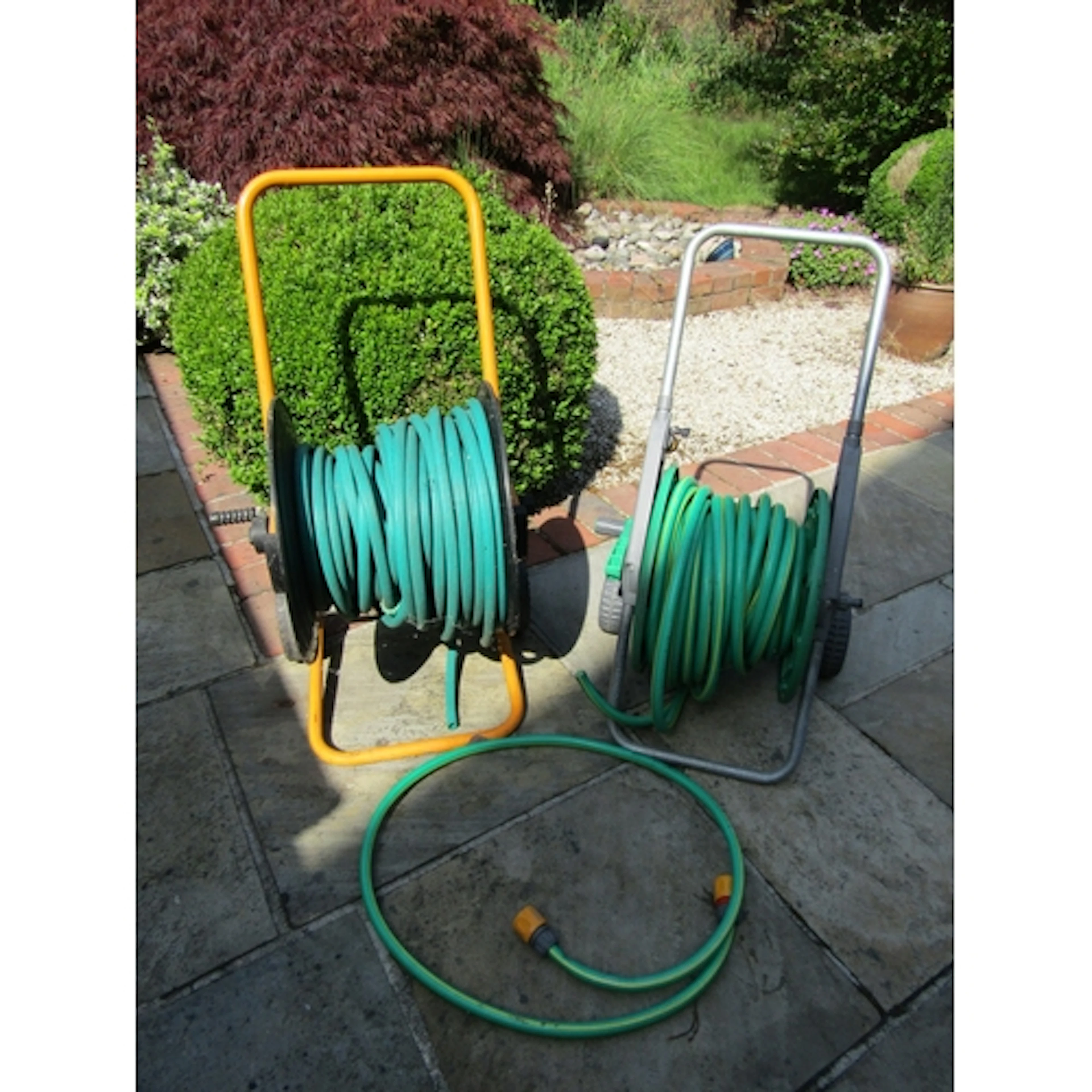 Two Garden Hose Pipe Reels