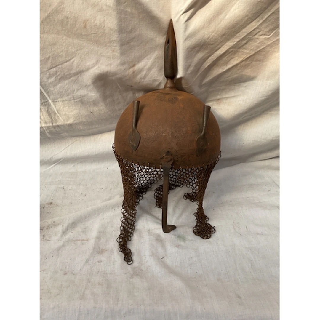 18/19th c Khula Khud helmet, with chain mail to sides and ne...