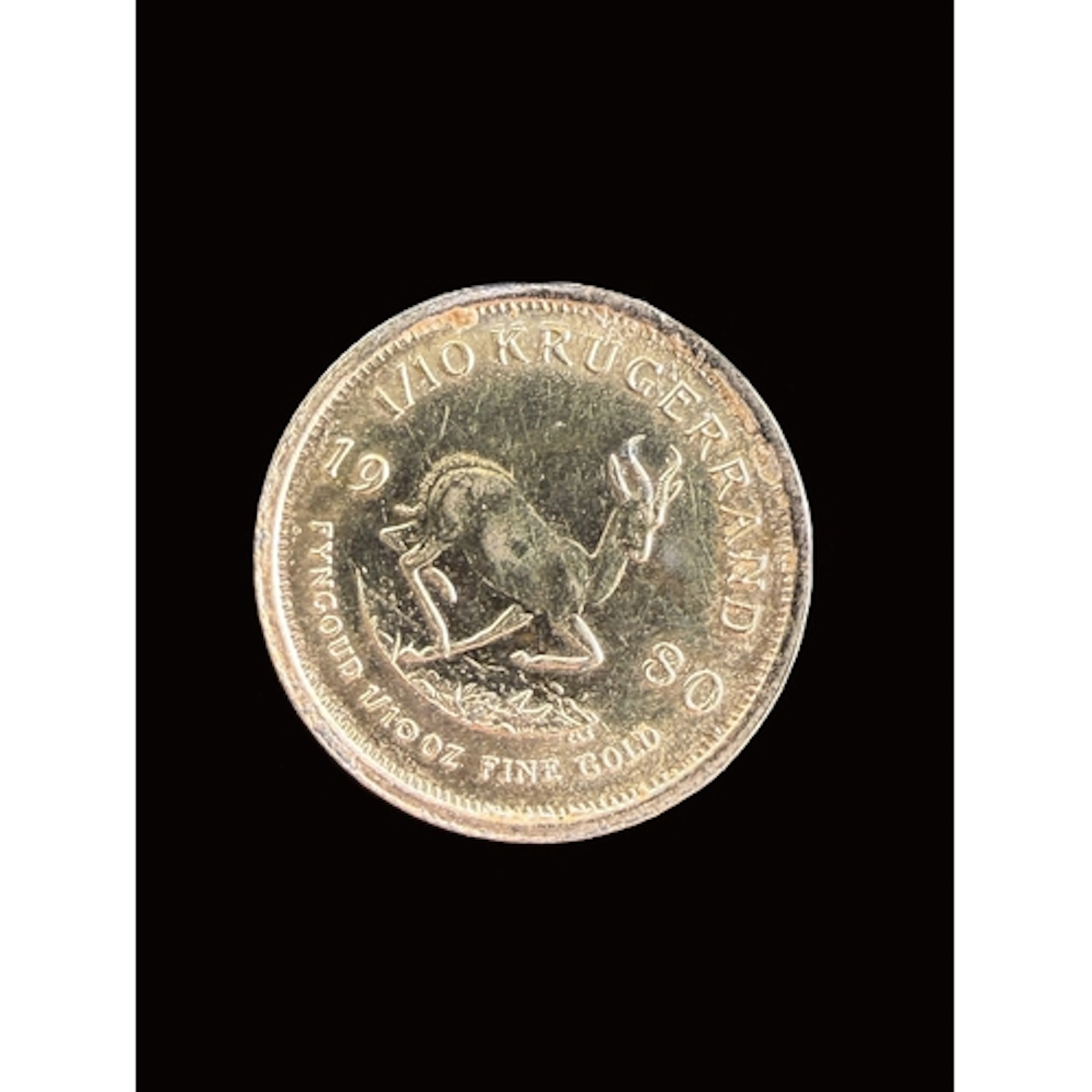 A 1980 1/10 oz South African gold coin.