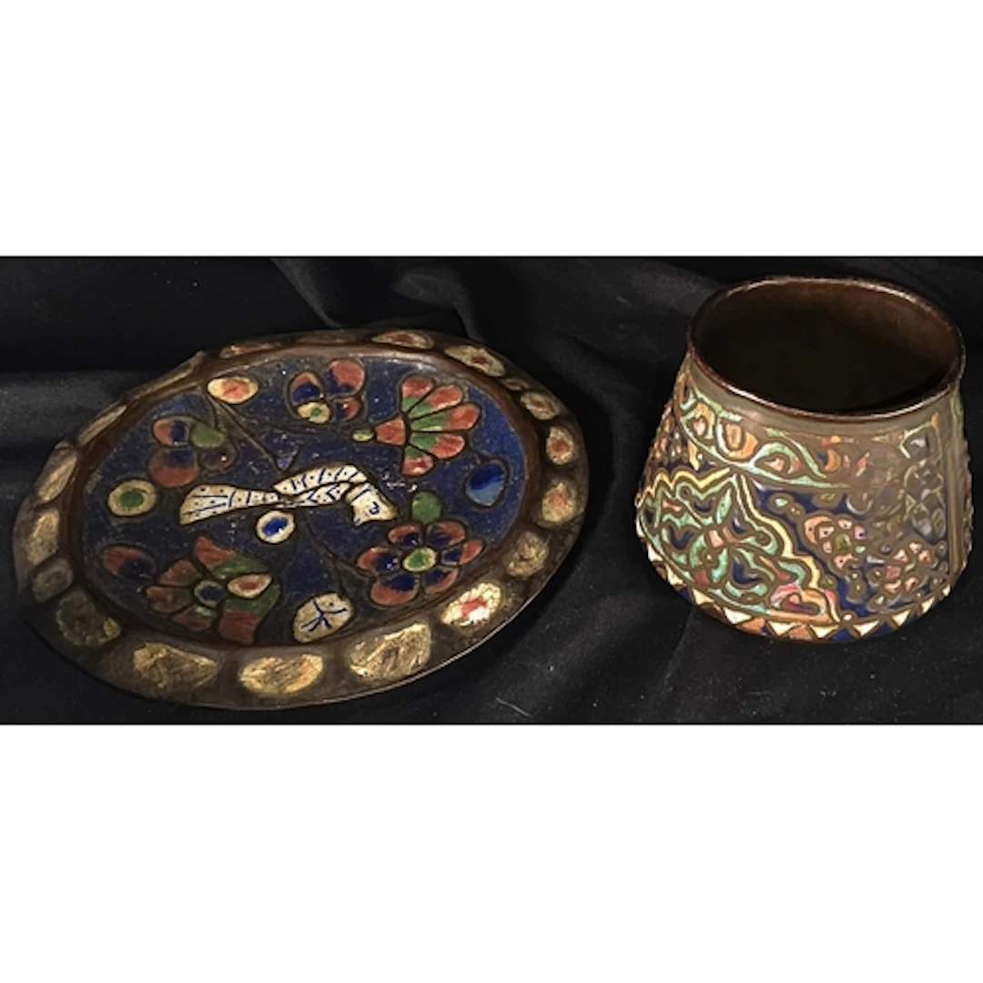 A 19th century Middle Eastern Islamic Enamel on copper cup a...