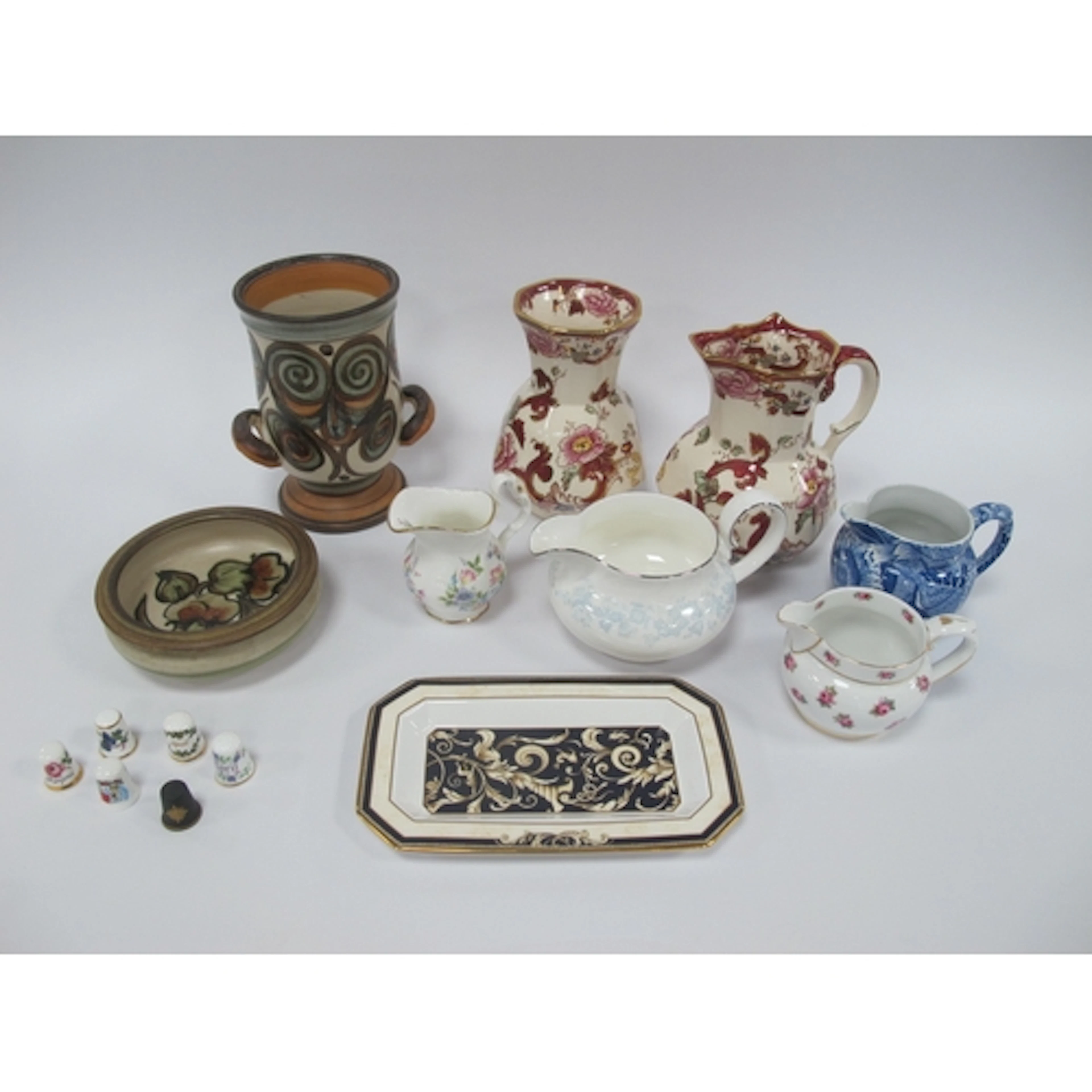 Masons 'Mandalay Red' Jug and Vase, Langley two handled vase...