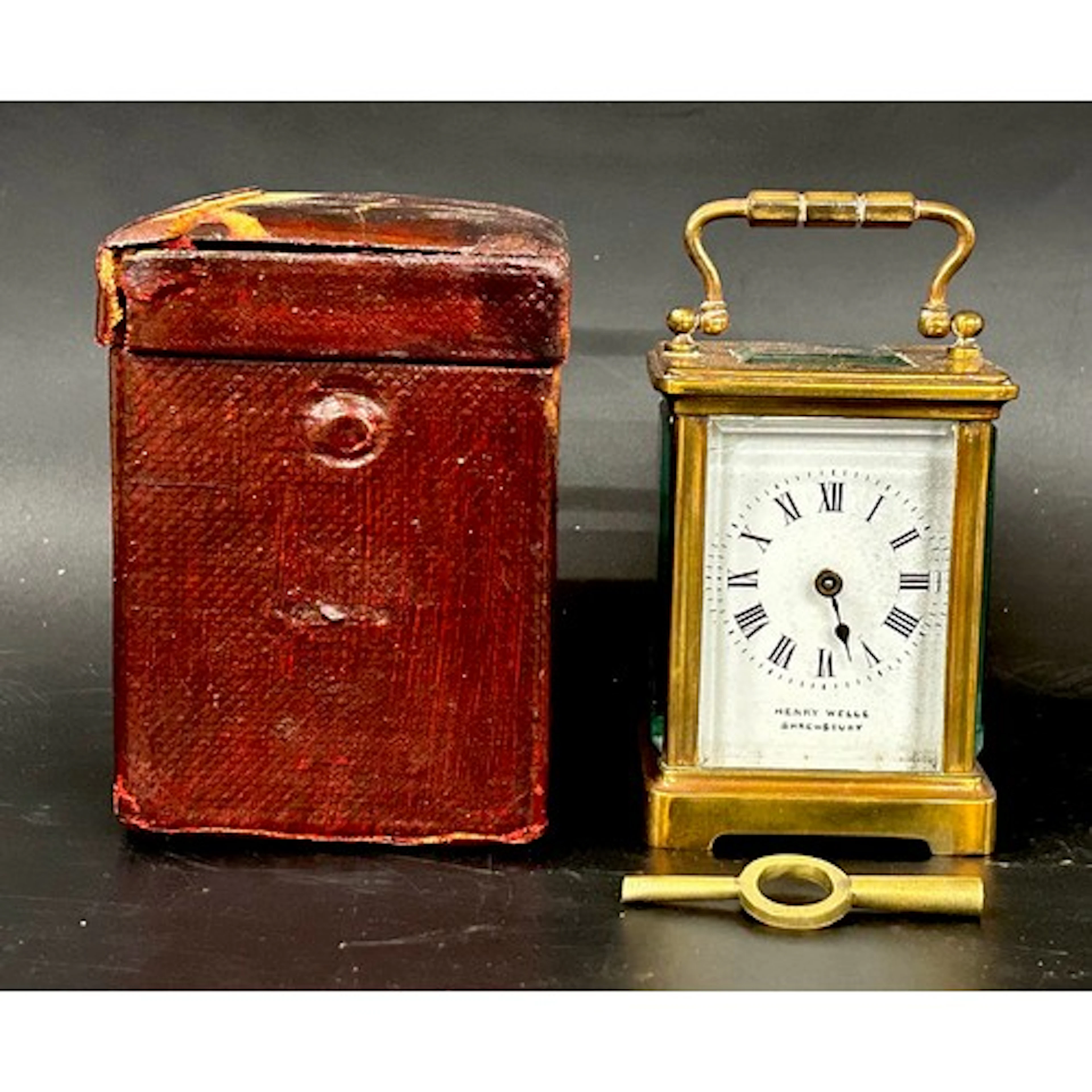 An early 20th Century French Henry Wells brass carriage cloc...