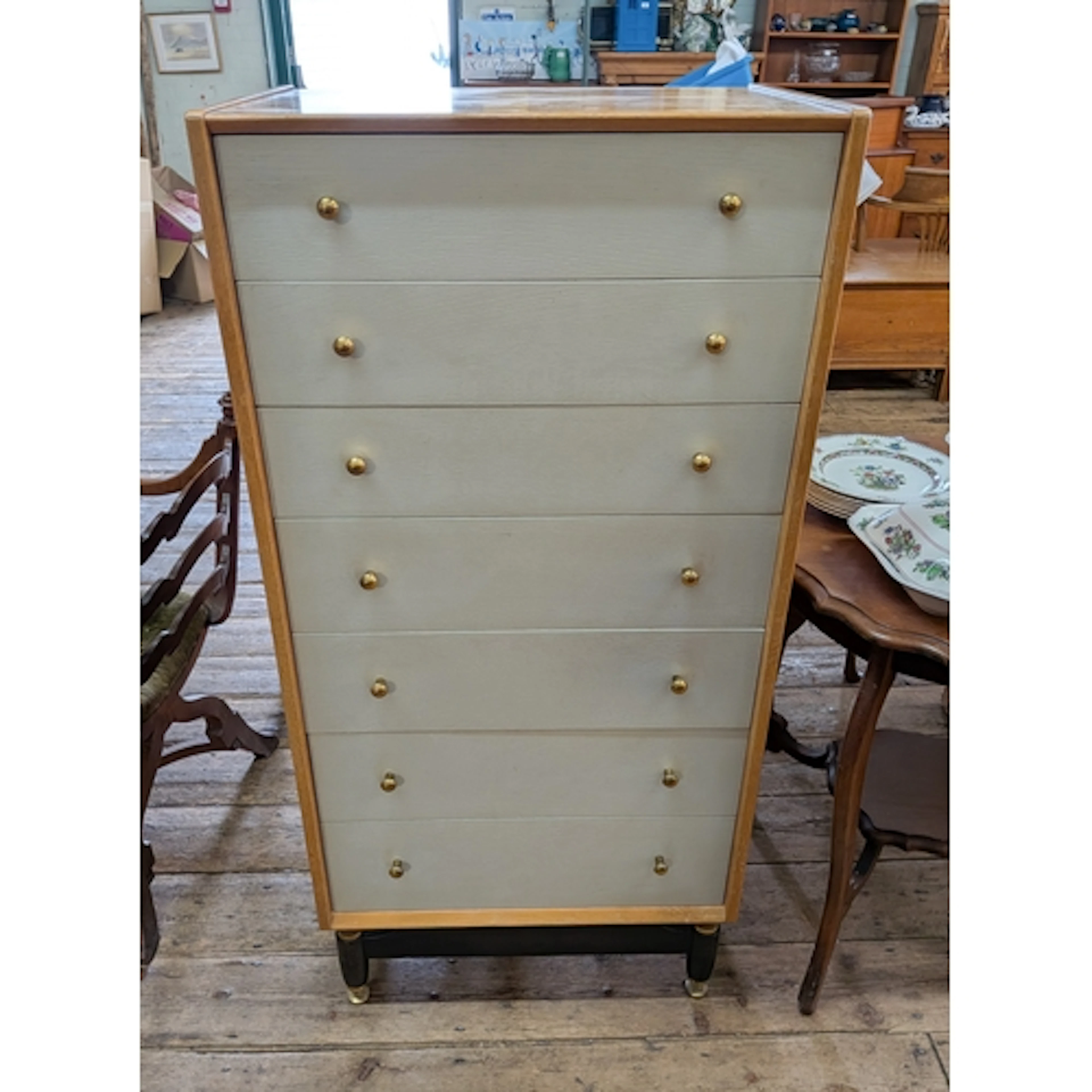A G-plan Fresco tallboy chest of seven long drawers