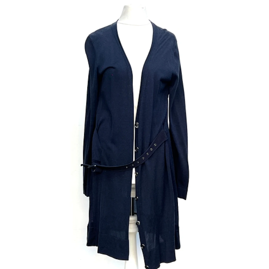 A Sportmax navy cotton blend cardigan with belt detail, size...