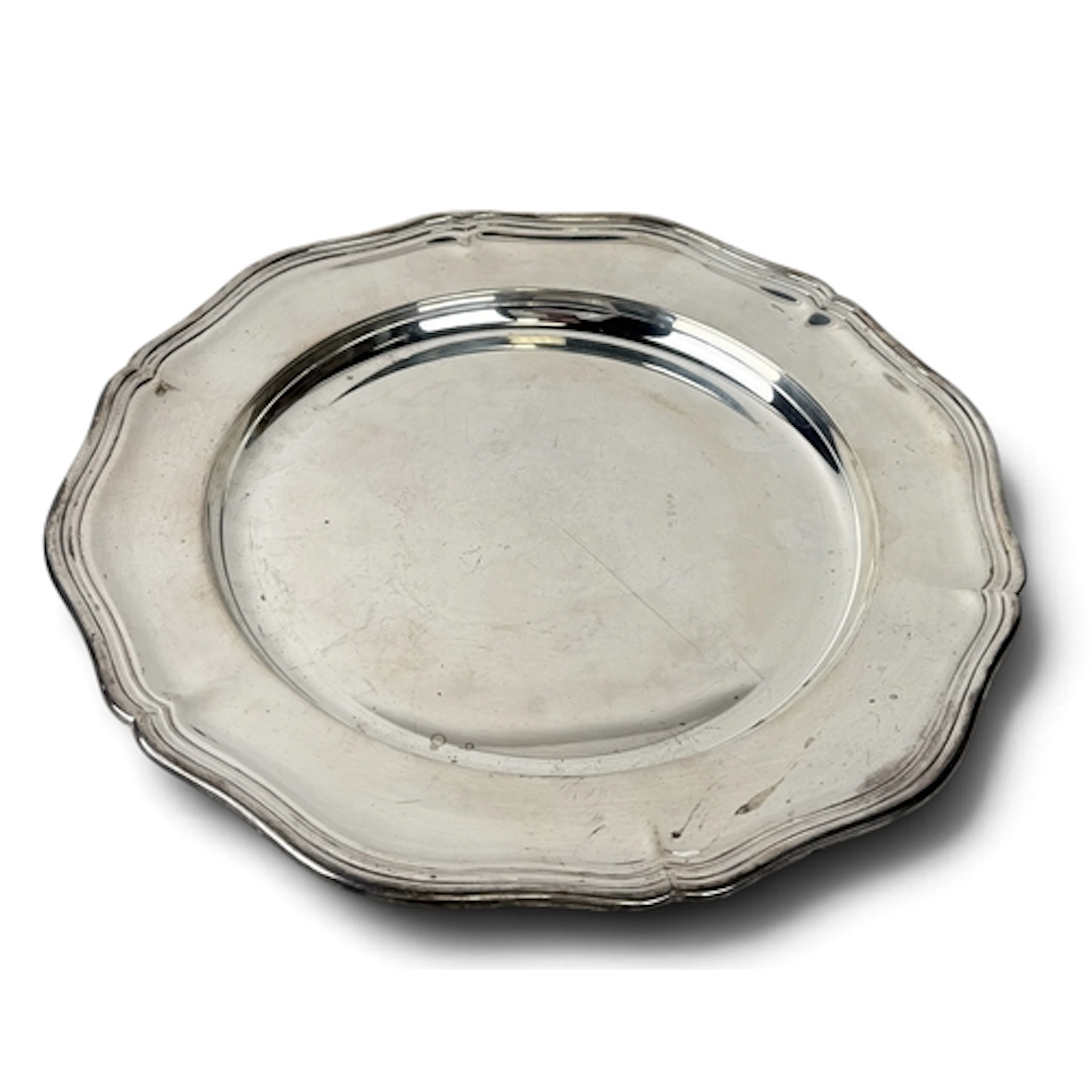 A DANISH SHAPED CIRCULAR SILVER PLATE, COPENHAGEN 1951 Maker...