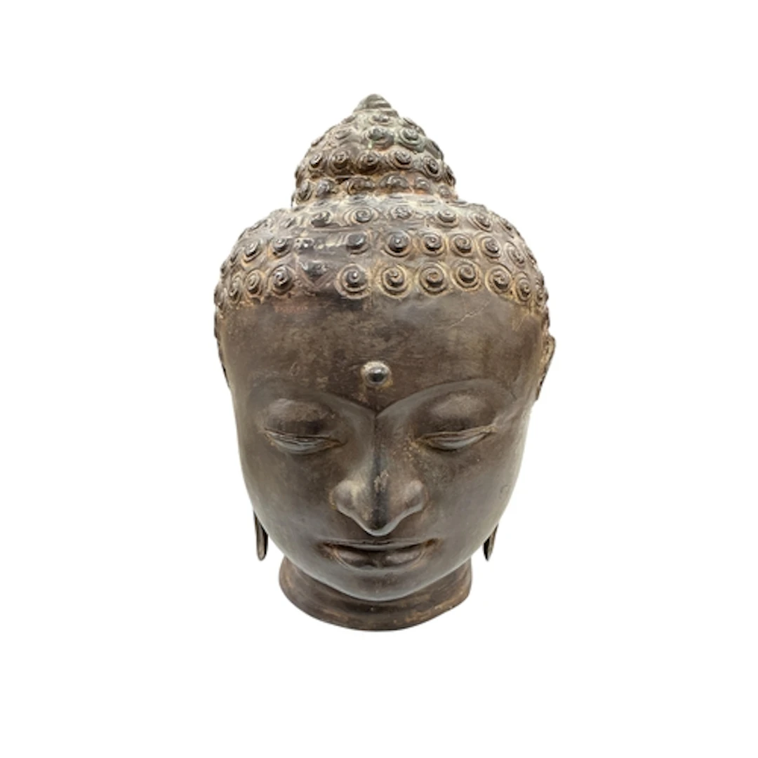 A 20th century bronze head of Buddha, height approx 30cm....