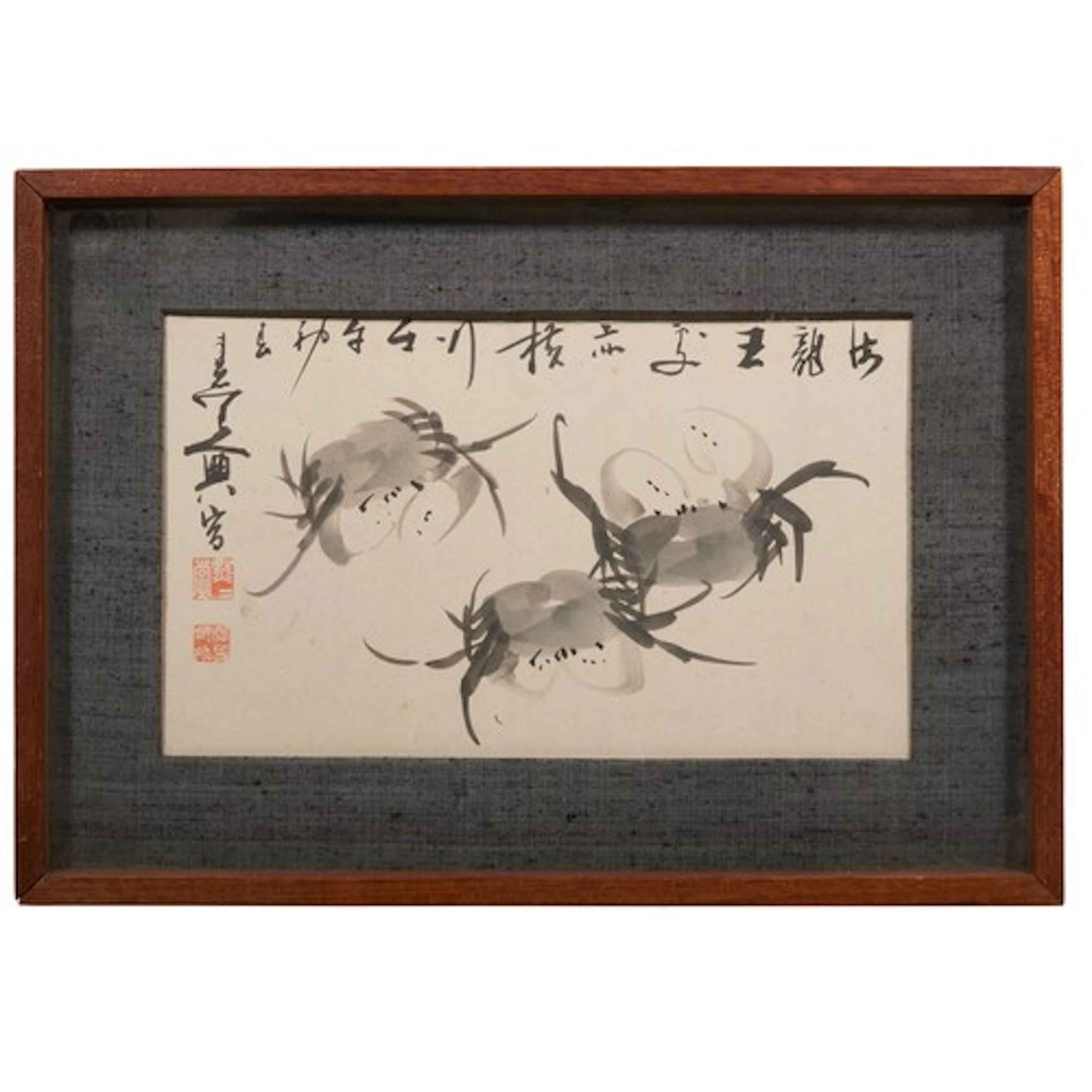JAPANESE INK PAINTING OF CRABS 20TH CENTURY Depicting three ...