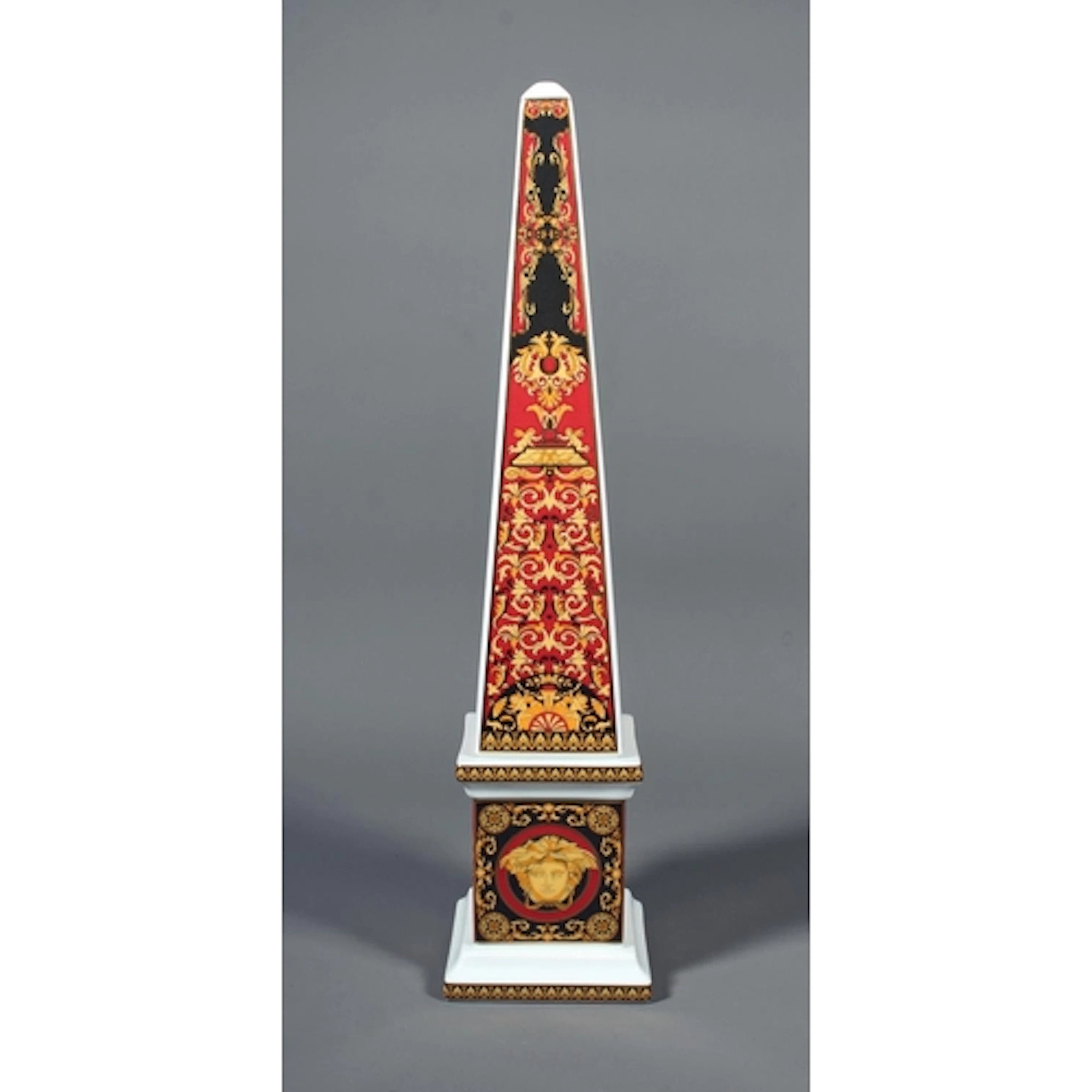 Rosenthal Versace Medusa red, black and gold pattern with sq...