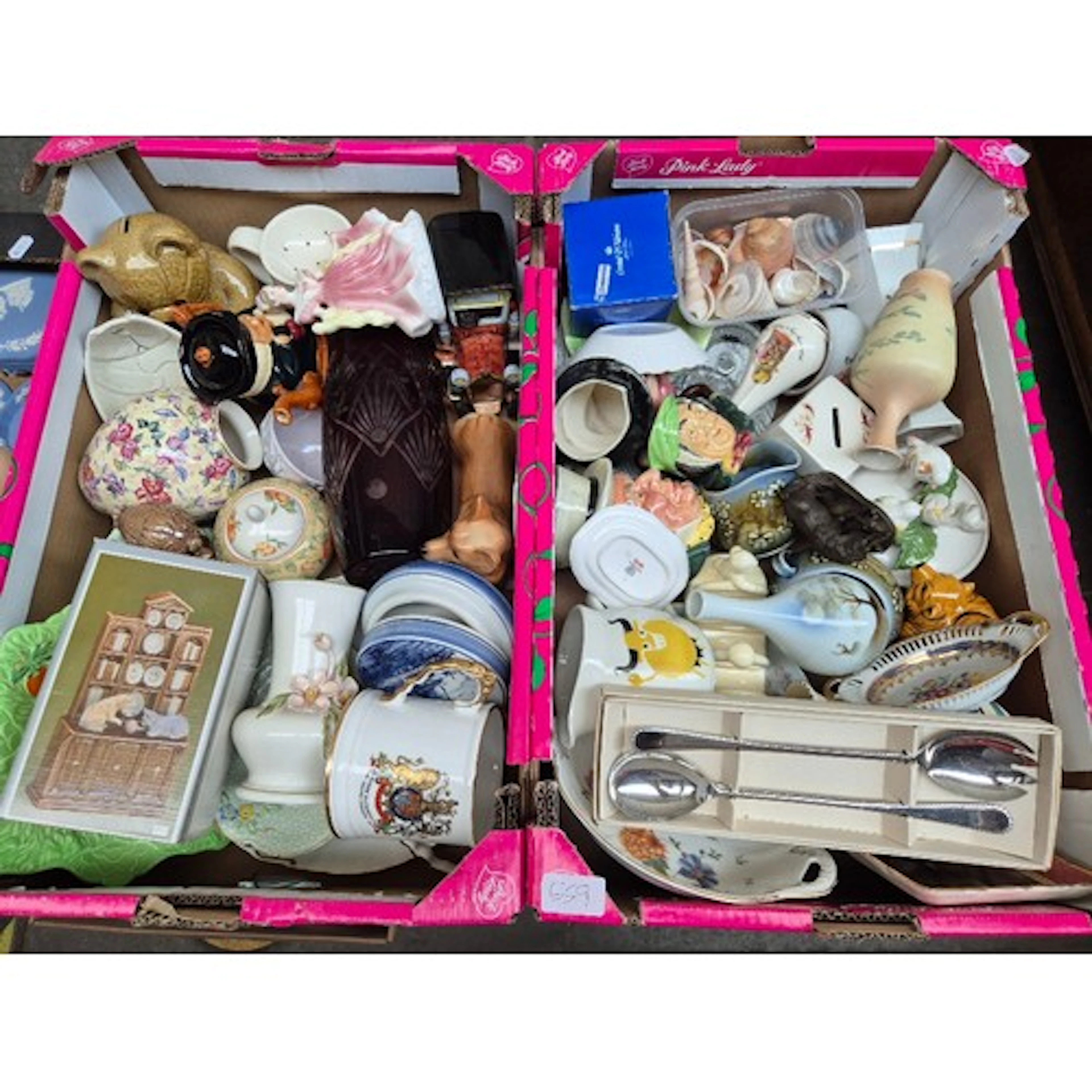 2 boxes of mixed items (mainly ceramic) by makers including ...