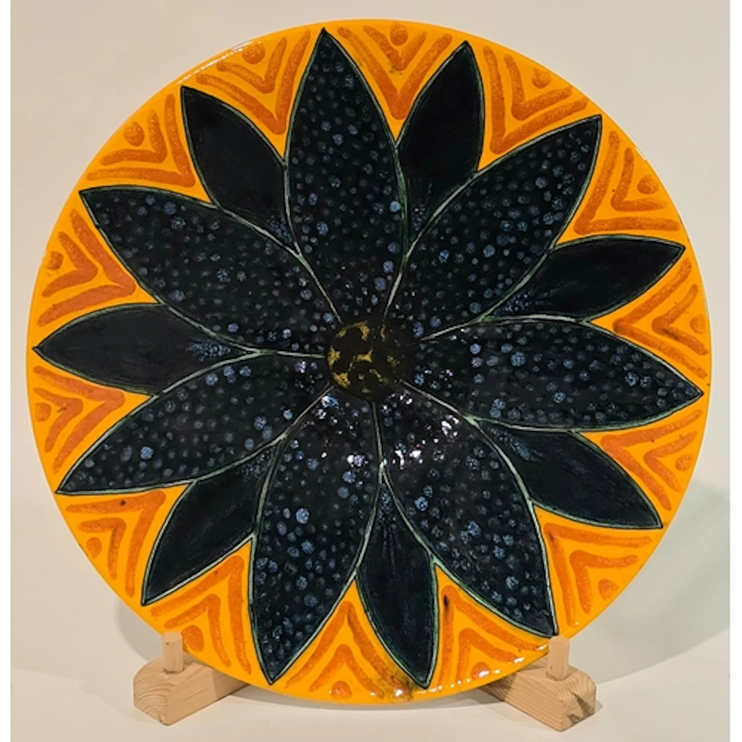 Poole Pottery large Living Glaze charger decorated by Nikki ...