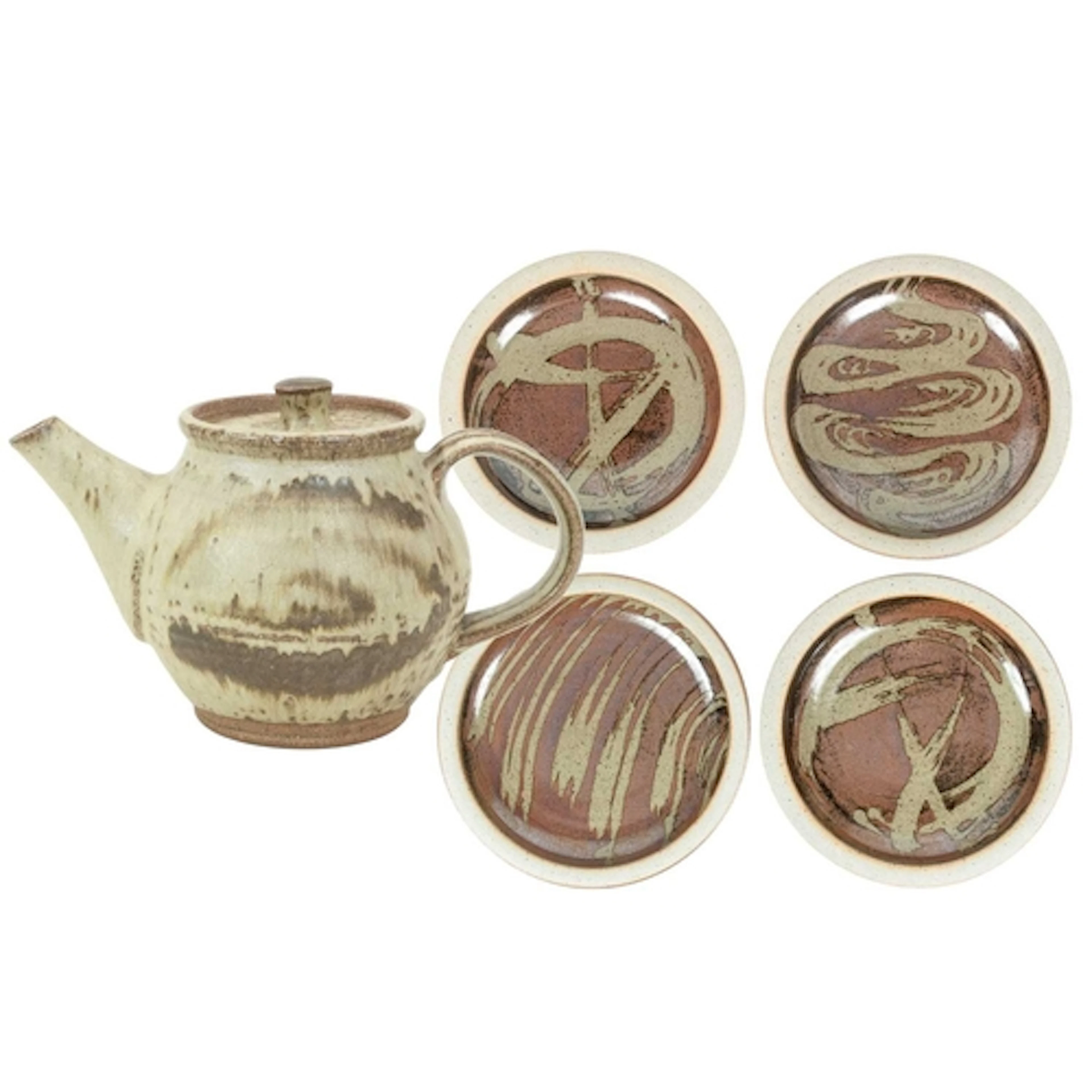 § John LEACH (1939-2021) Muchelney Pottery Four Plates Stone...