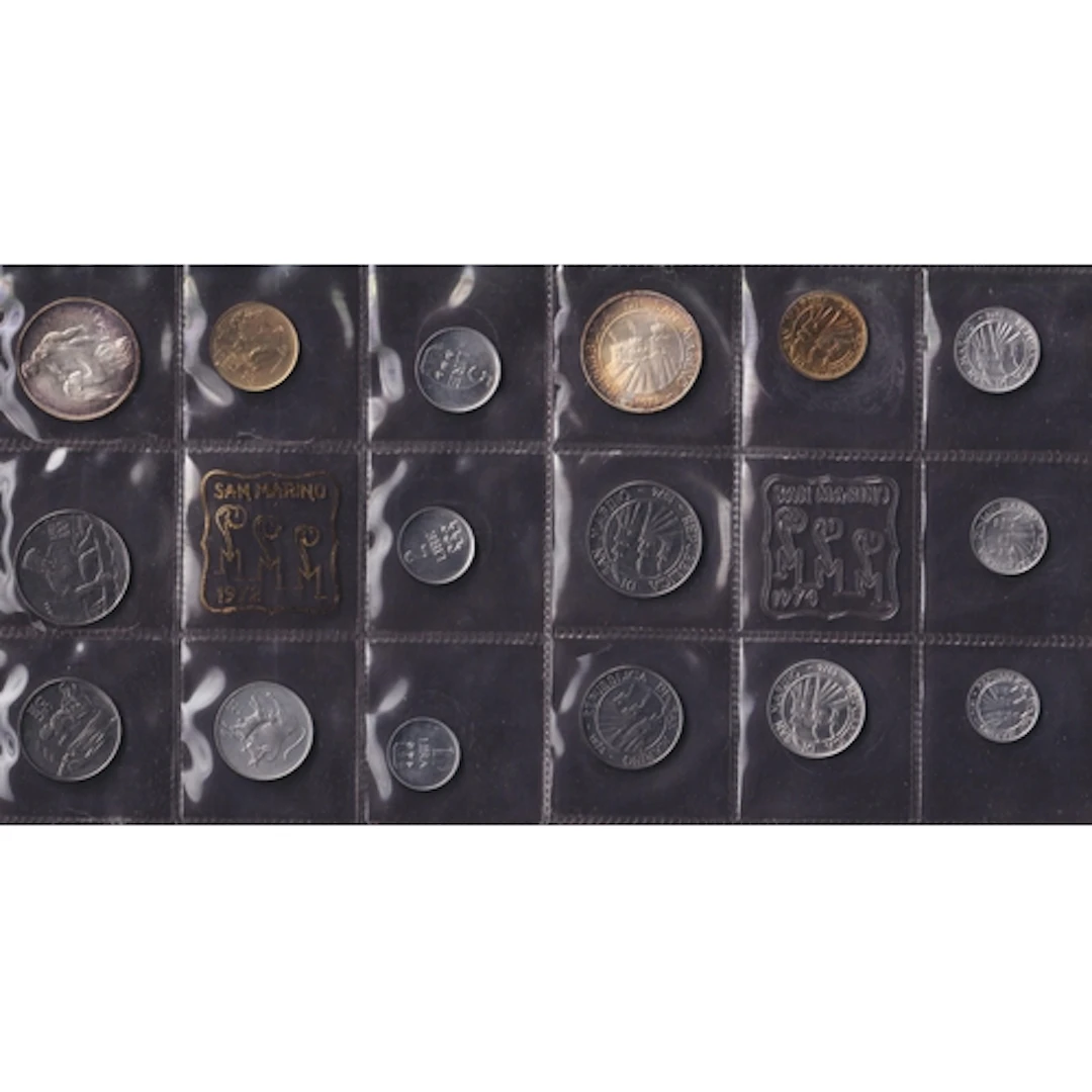 San Marino 1972 and 1974 Uncirculated 8-Coin Mint Sets, each...