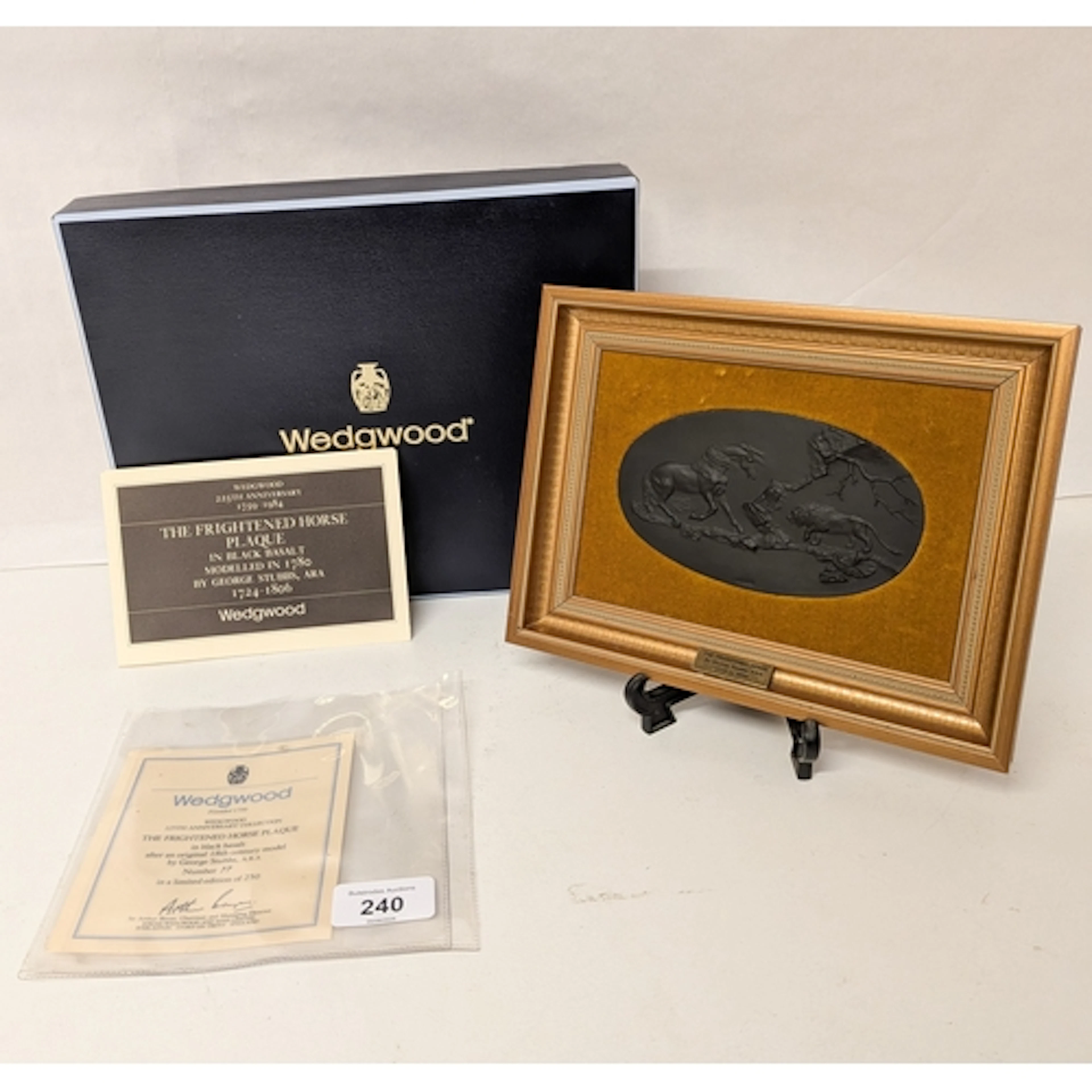 A Wedgwood Black Basalt 'Frightened Horse' plaque, after Geo...