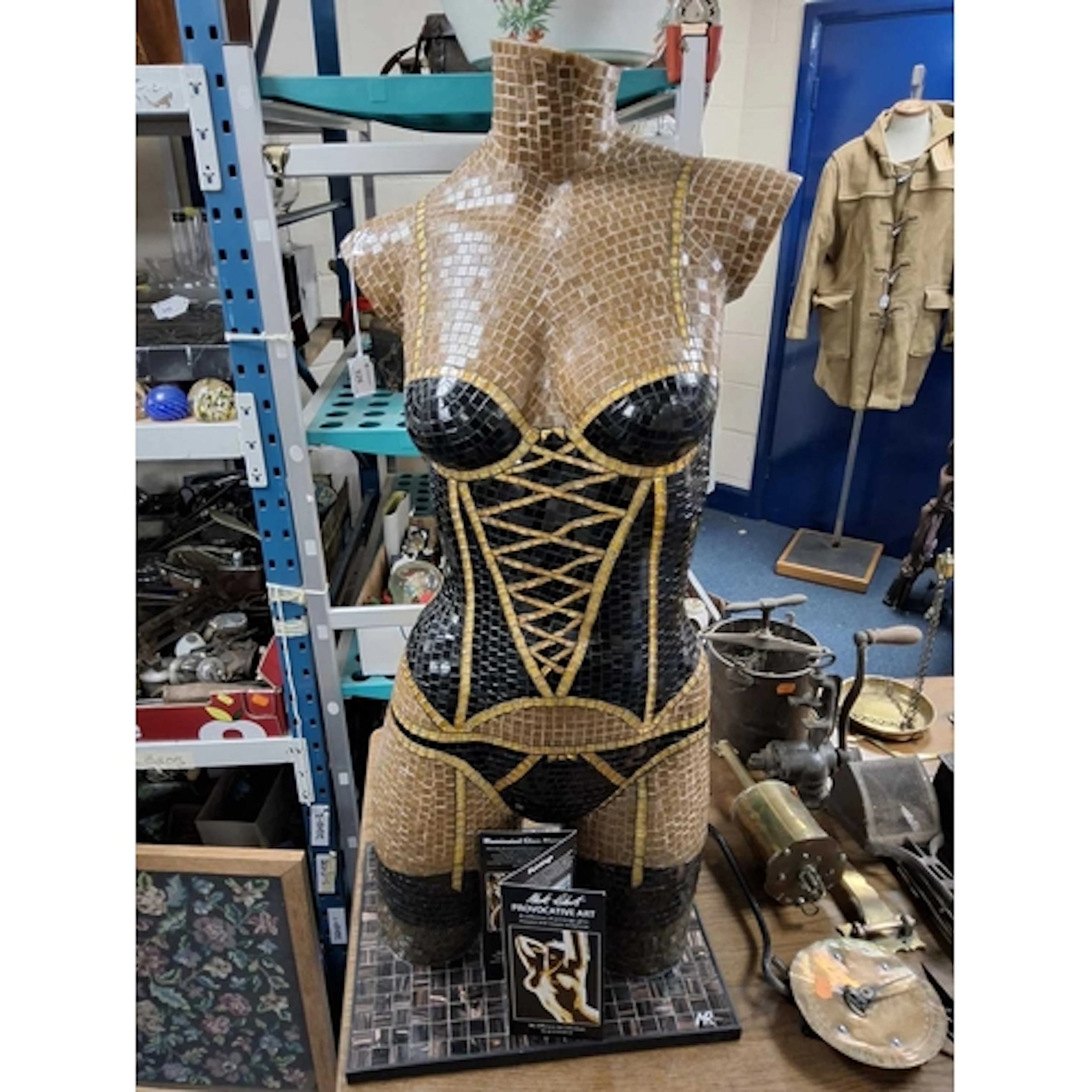 A FREE-STANDING MANNEQUIN STYLE MOSAIC OF A FEMALE TORSO IN ...