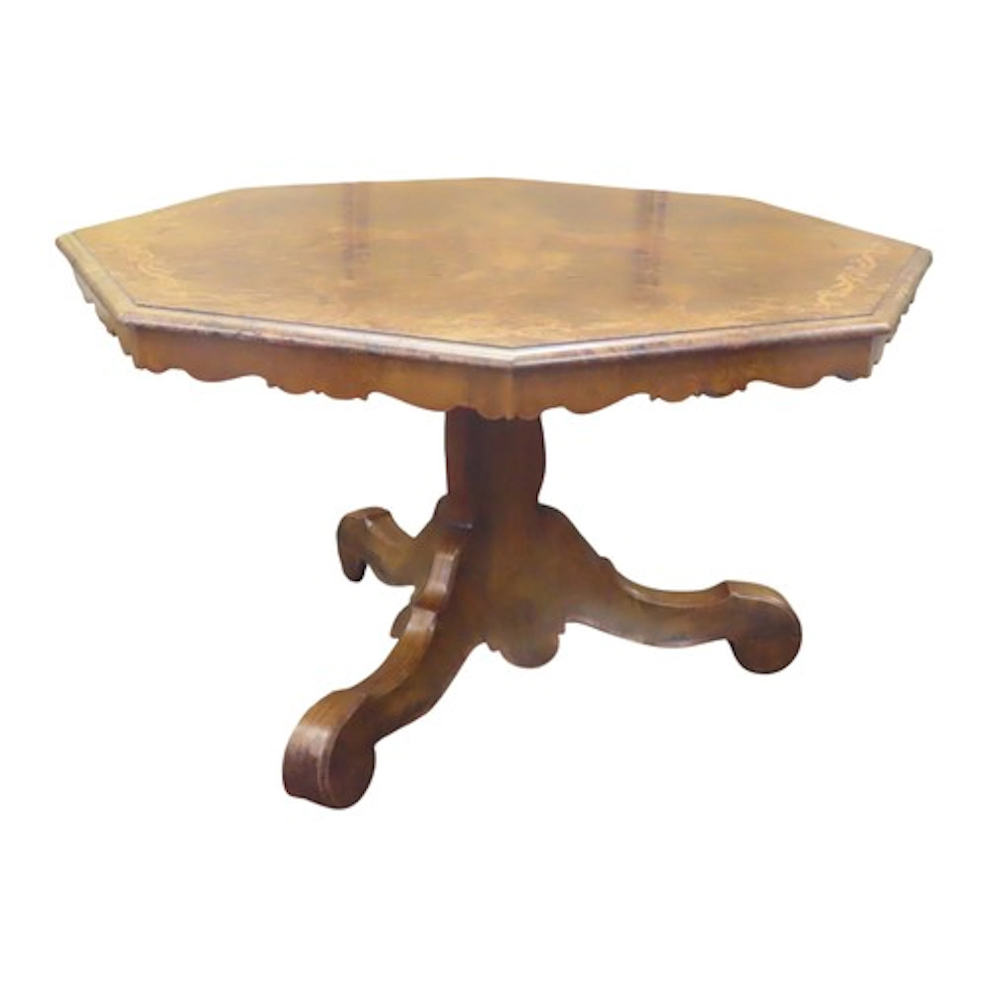 A mid Victorian walnut and burr walnut centre table with an ...