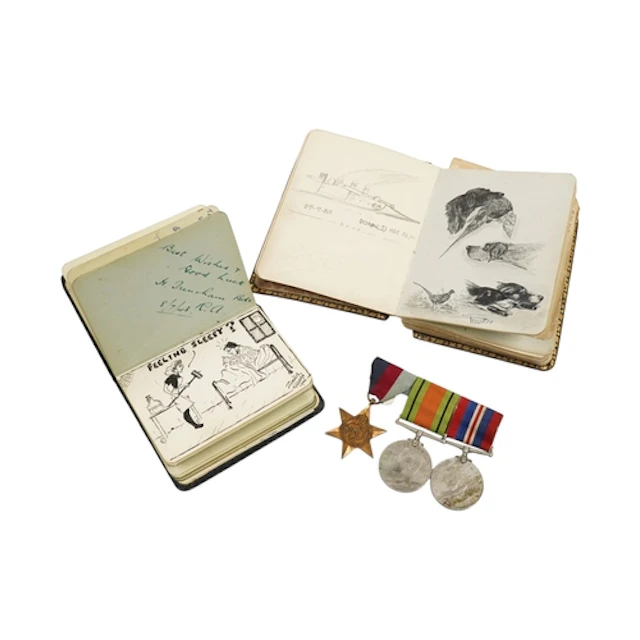 A WWII medal group together with two related 1940s autograph...