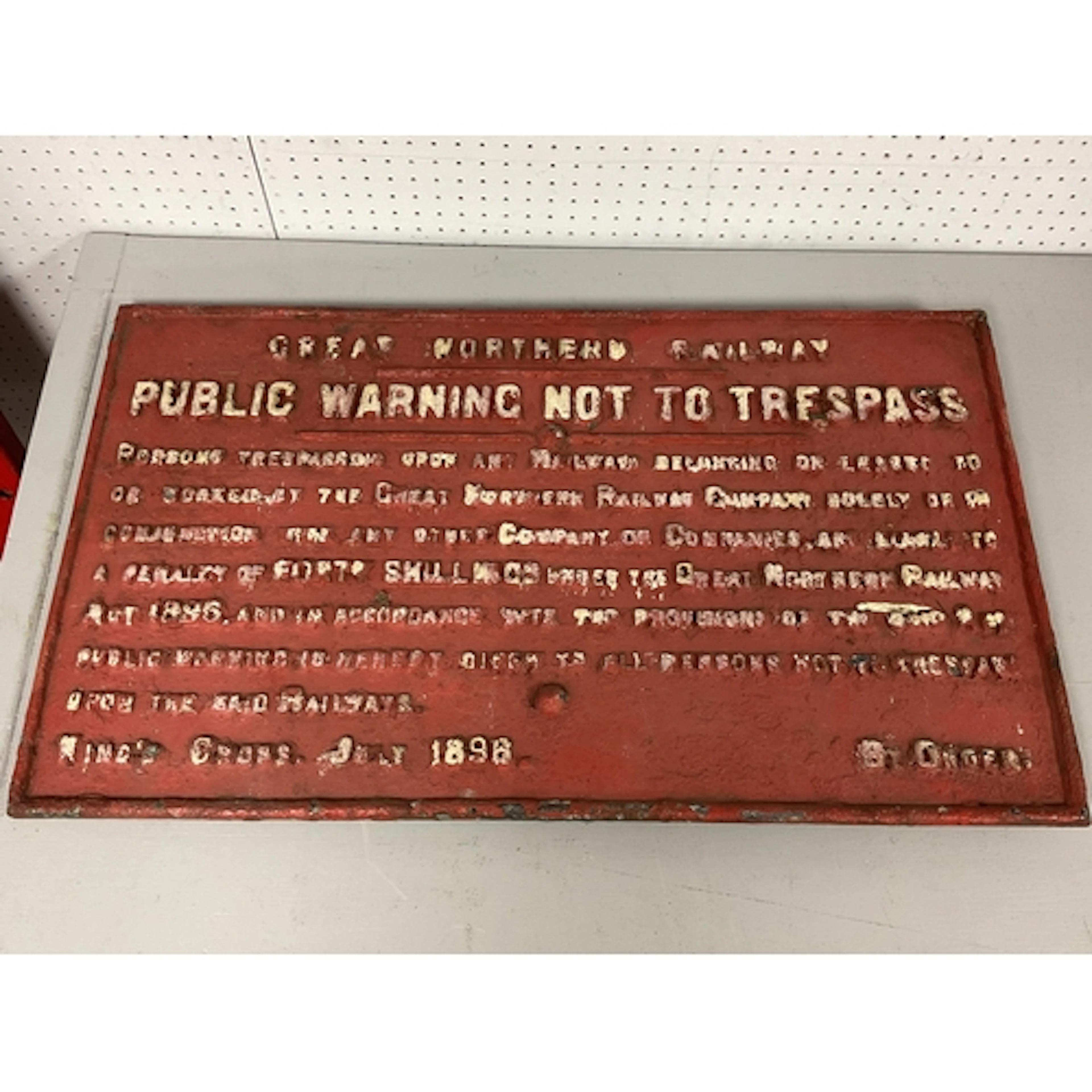 Railwayana - A Cast Iron Great Northern Railway "Public Warn...