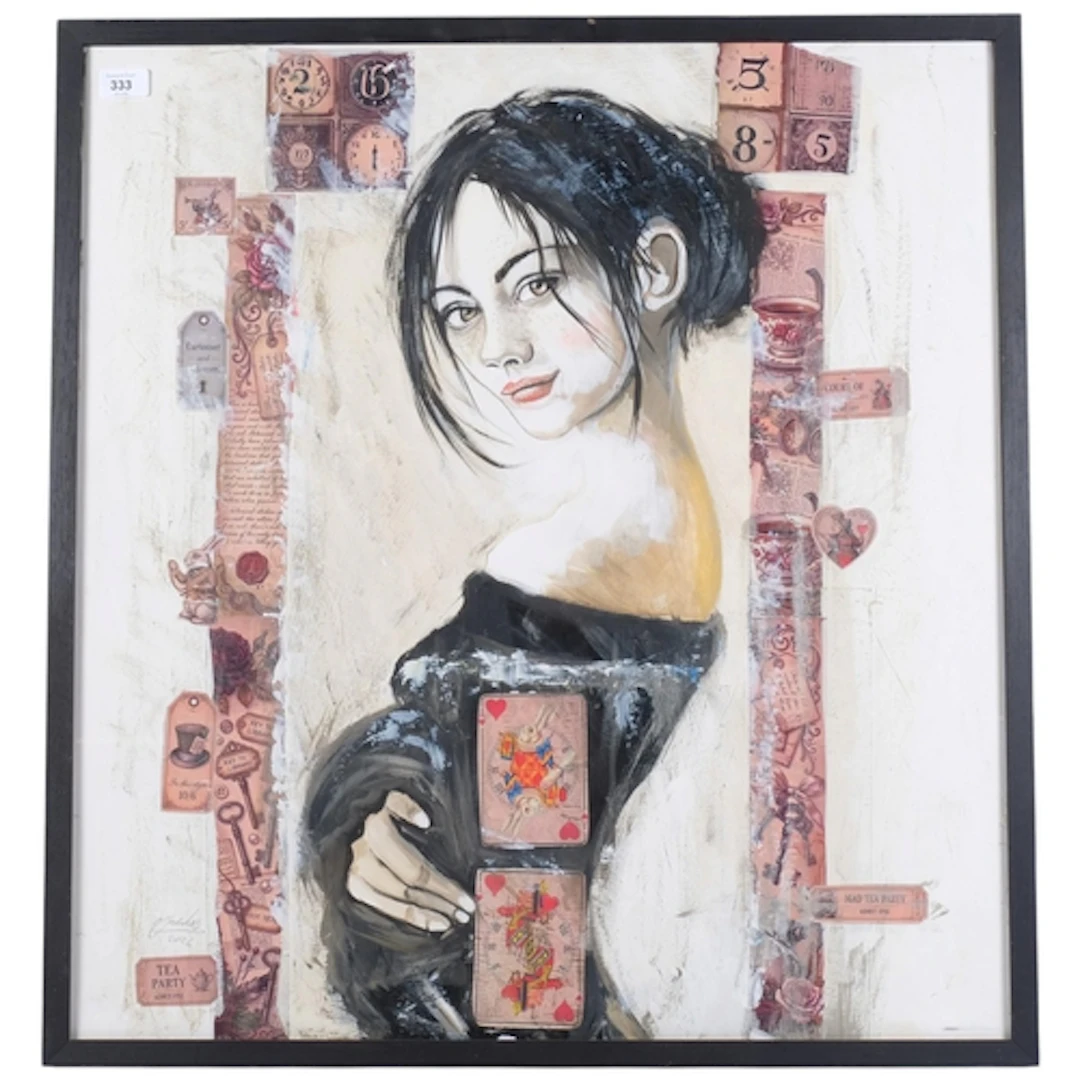 Clive Fredriksson, mixed media study, "Alice" at the tea par...