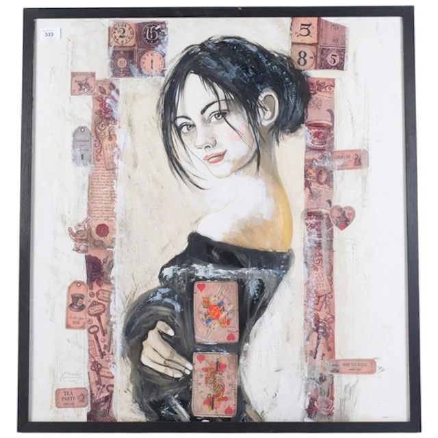 Clive Fredriksson, mixed media study, "Alice" at the tea par...