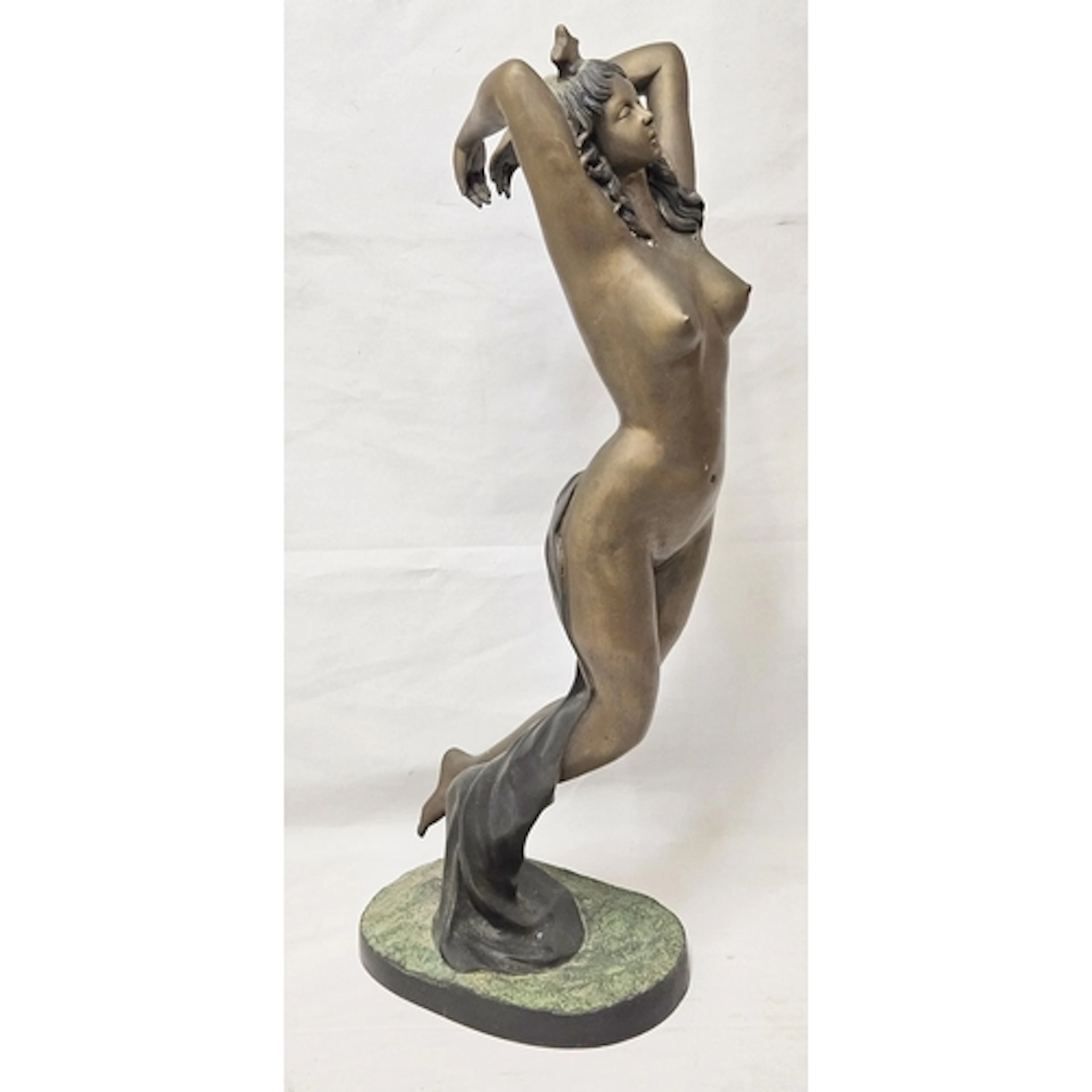 Large Cast Metal Bronze Effect Nude Lady approx. 67cm H