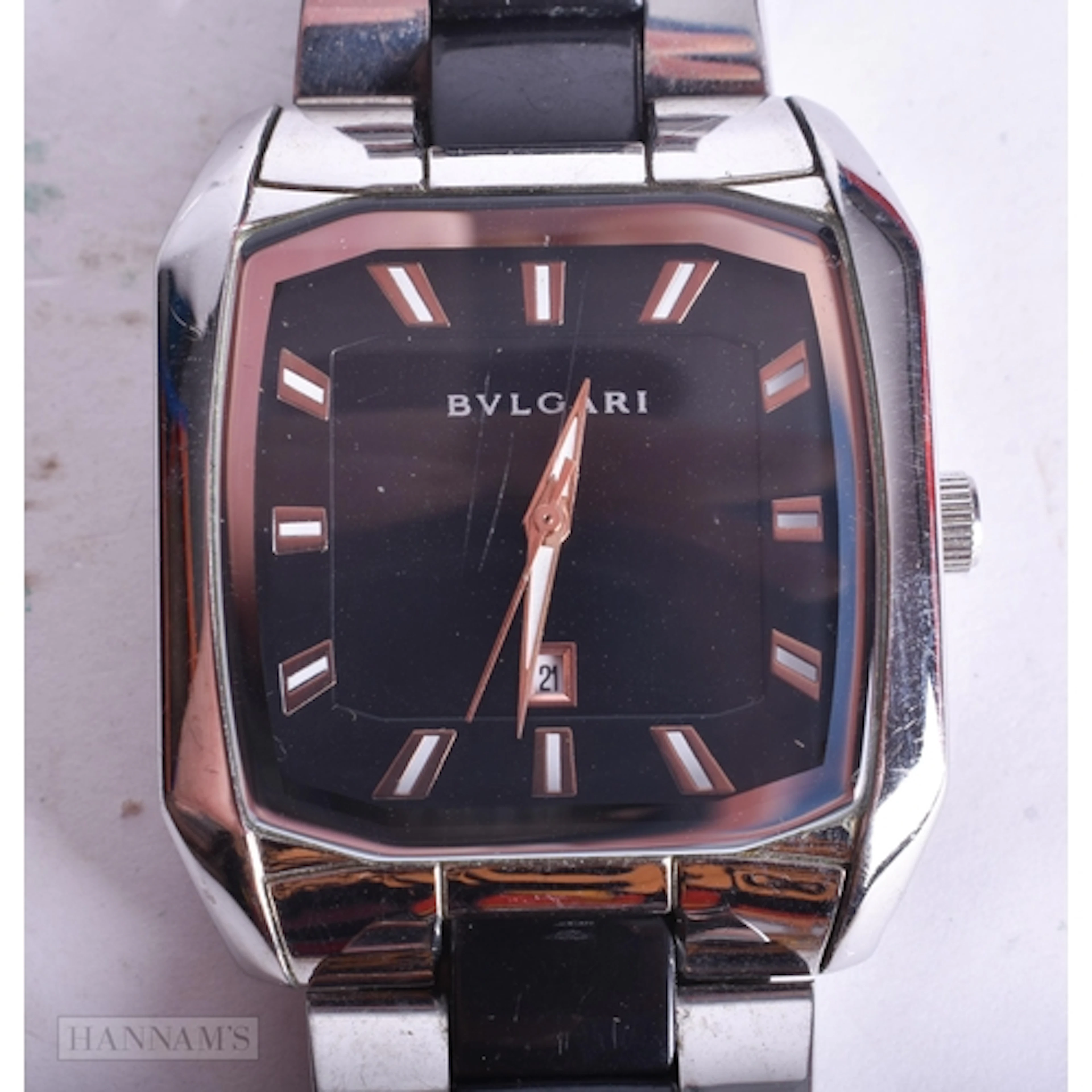 A BVLGARI WRIST WATCH. Untested. 3.75 cm wide.