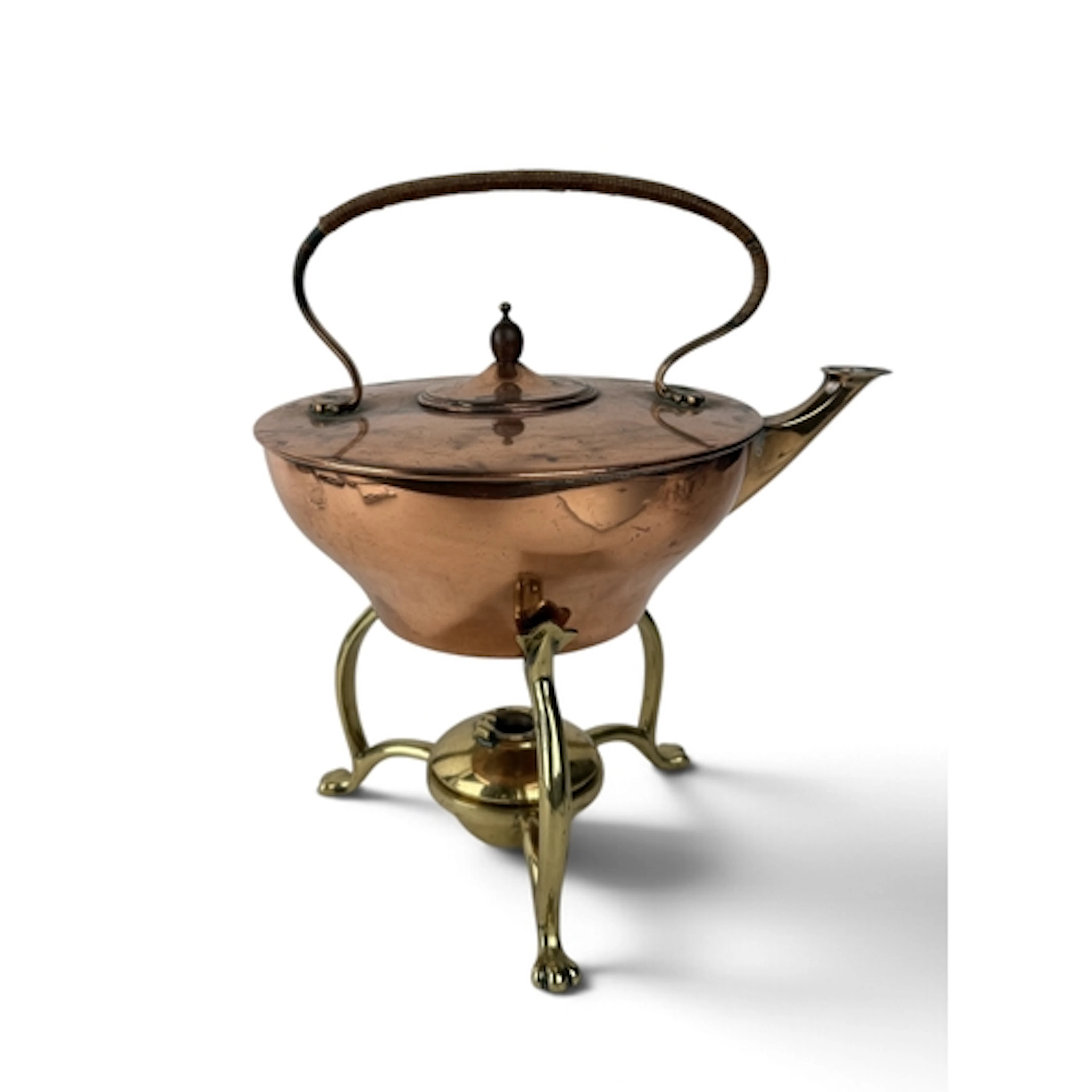 A W A S BENSON COPPER AND BRASS KETTLE ON STAND, CIRCA 1900 ...