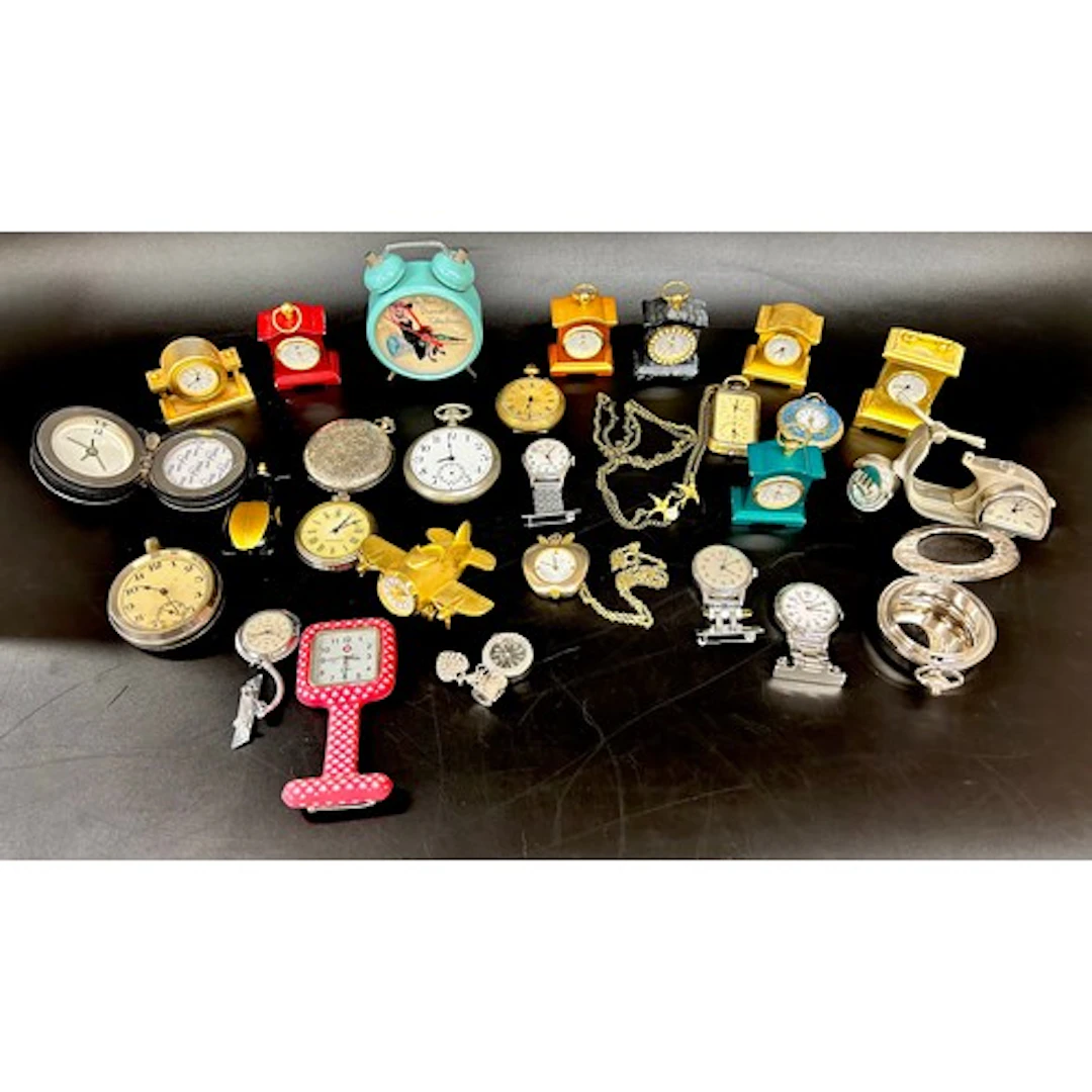 Miscellaneous fob, pendant watches and clocks, etc.