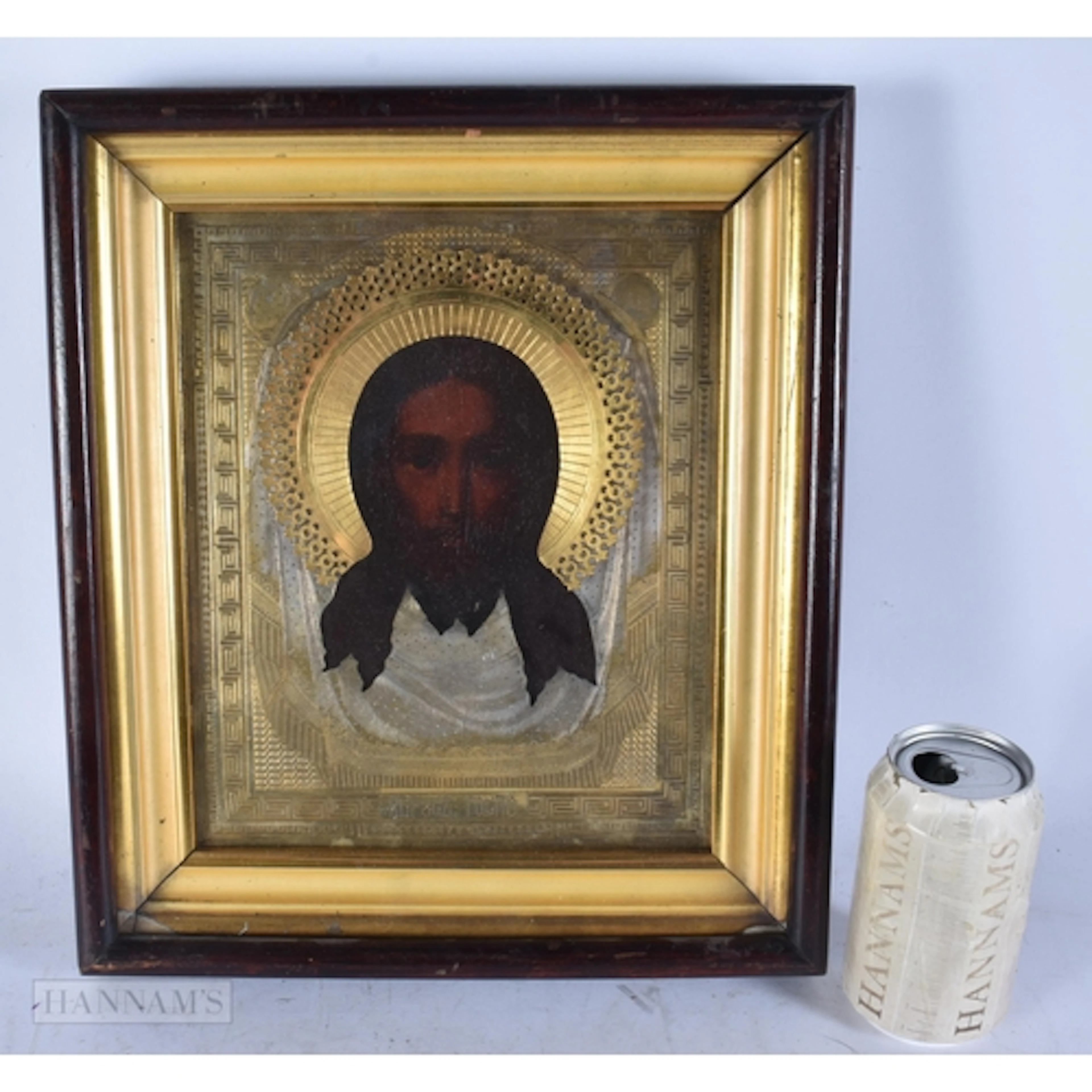 A 19TH CENTURY RUSSIAN ICON. 34 cm x 28 cm.