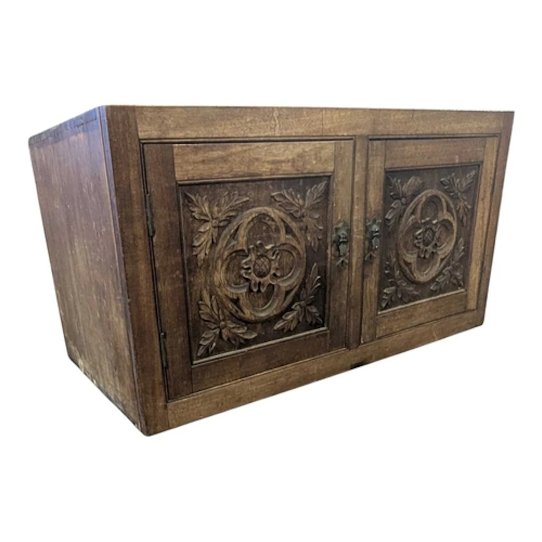 A 19th century carved mahogany twin door cupboard cabinet. T...