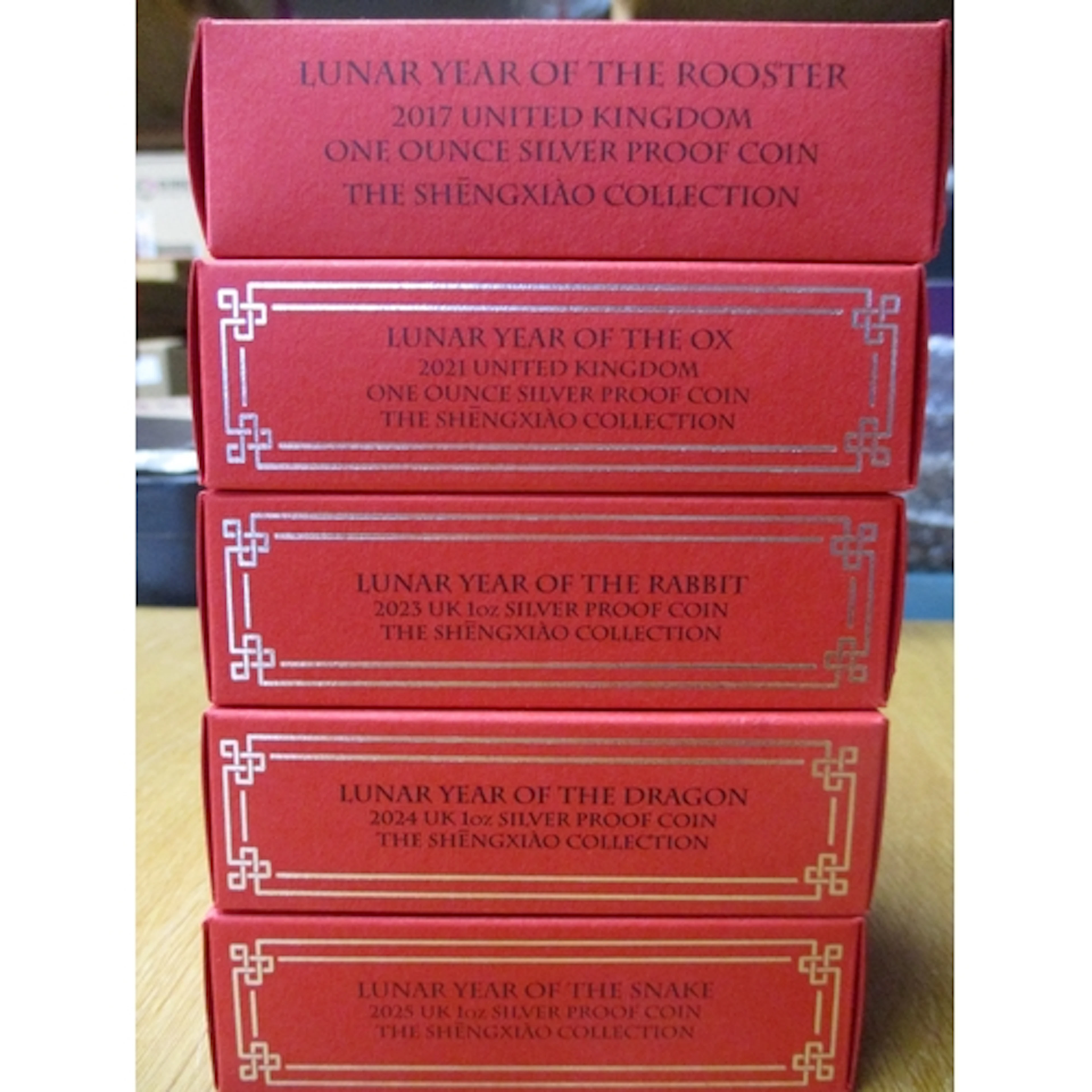 Lunar Year collection of boxed 1oz £2 silver proofs with 201...