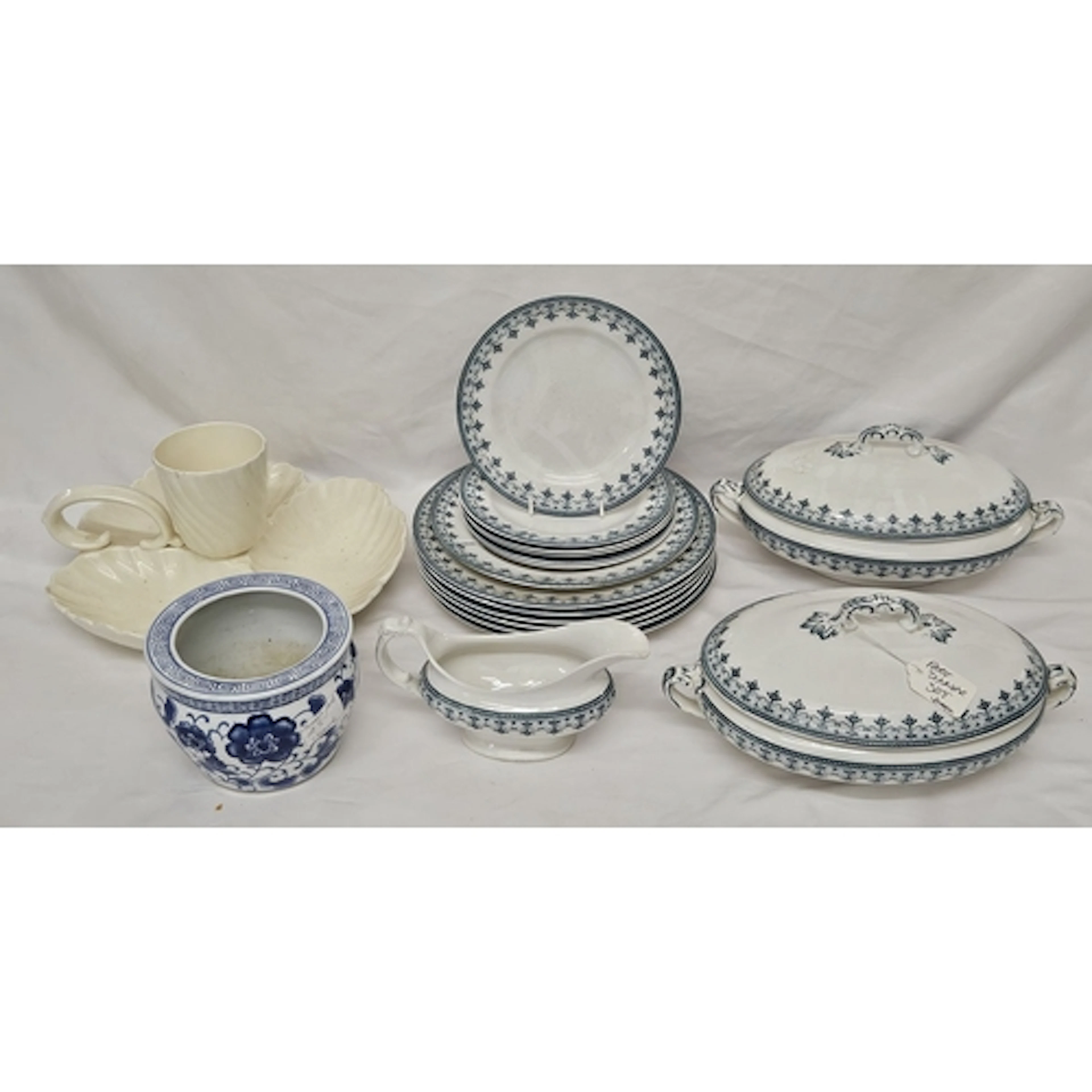 Antique Ceramic Centrepiece with 3 compartments, central vas...