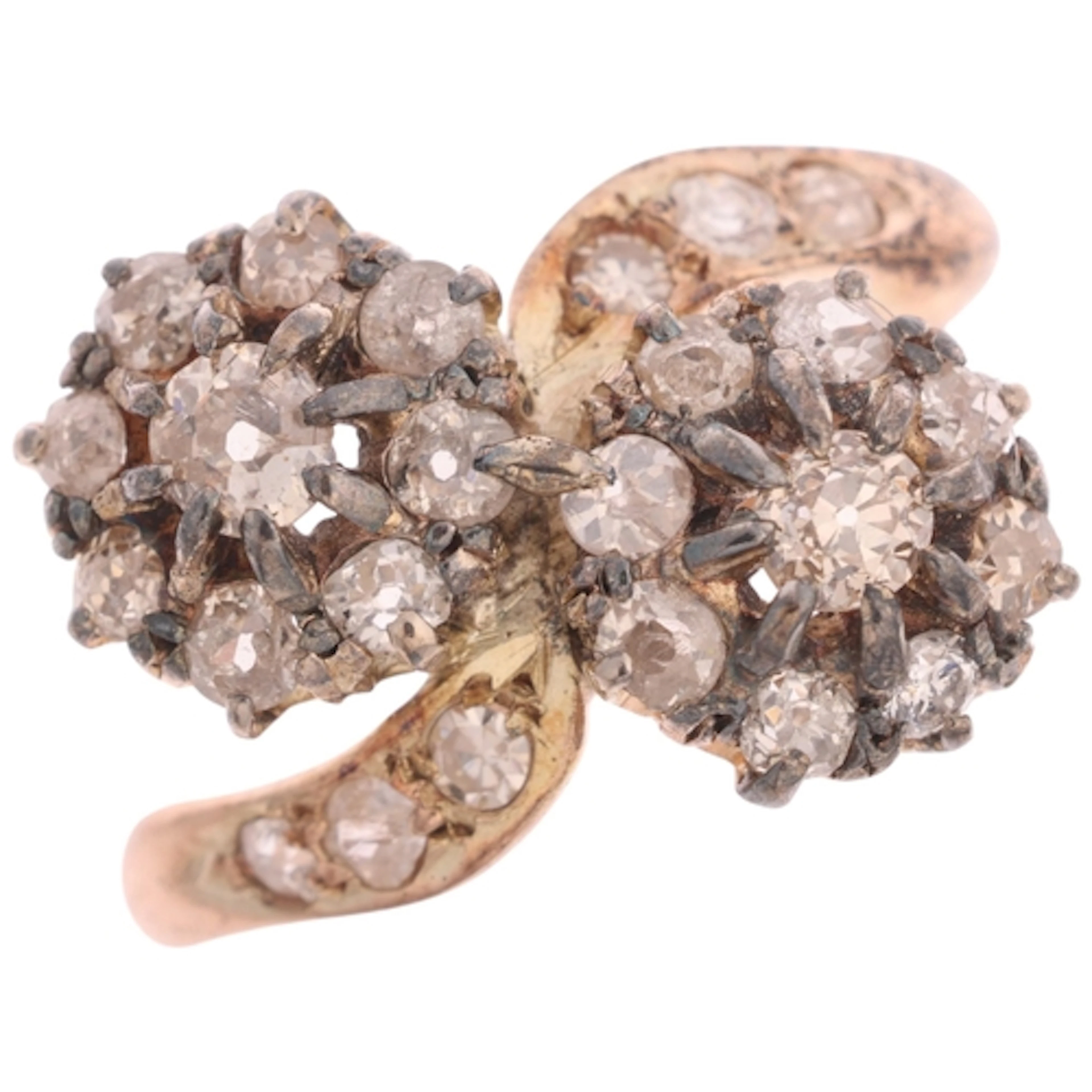 An Antique Victorian diamond 'Toi Et Moi' double cluster rin...